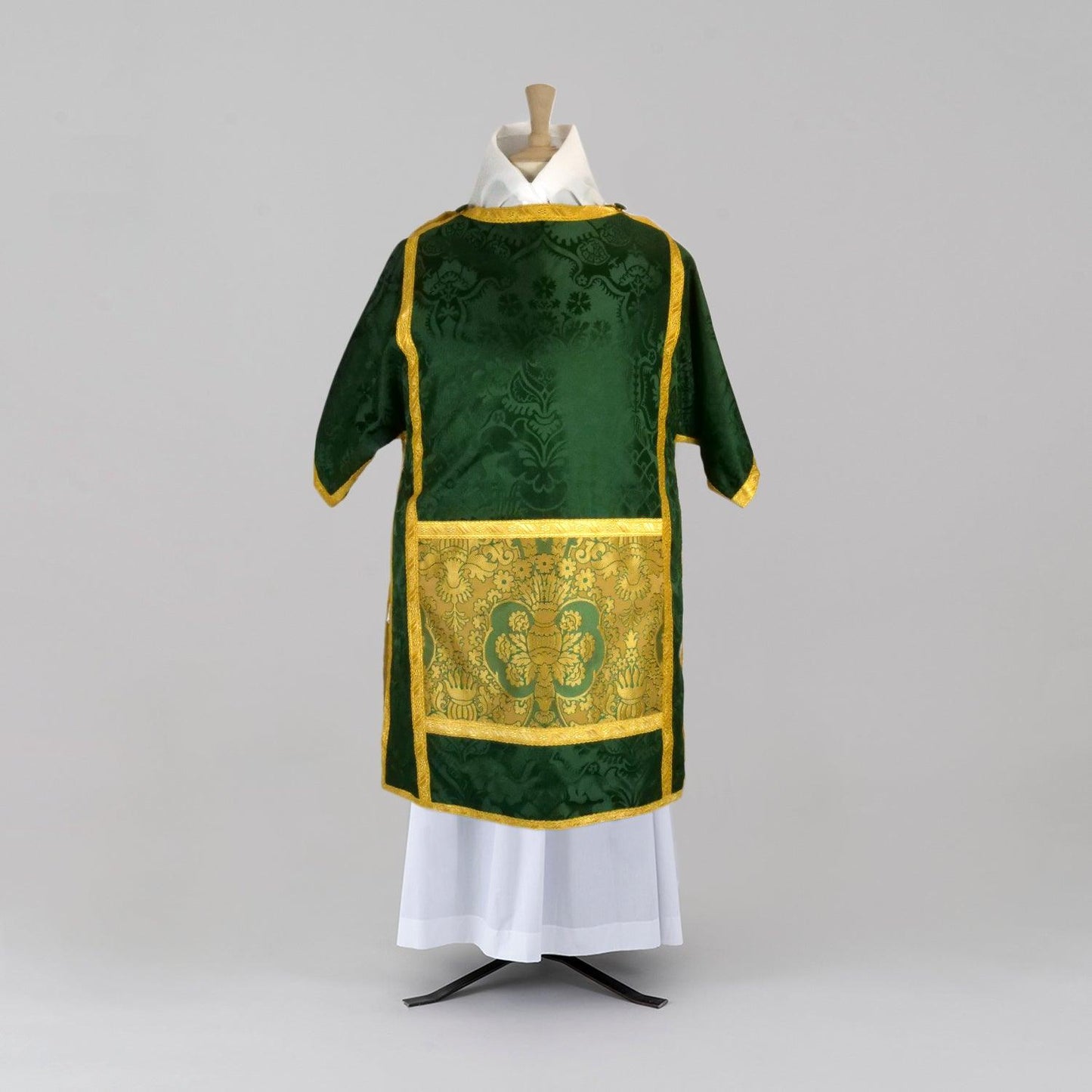 Spanish High Mass Set in Green 'Comper Cathedral' with Jasper/Old Gold 'Crevelli' Orphreys - Watts & Co.