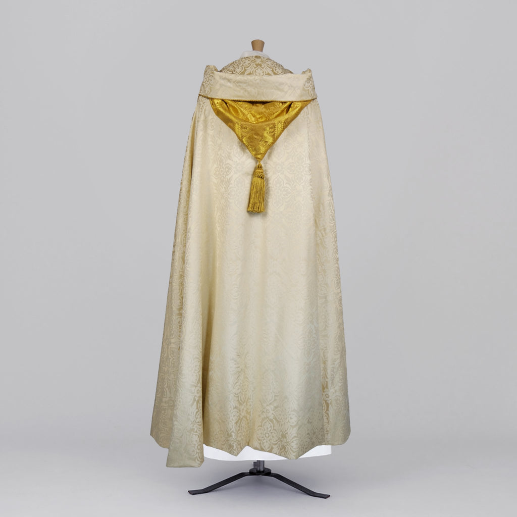 Abbey Cope in White 'Chelmsford' with 'Stag' Cloth of Gold Orphreys - Watts & Co.