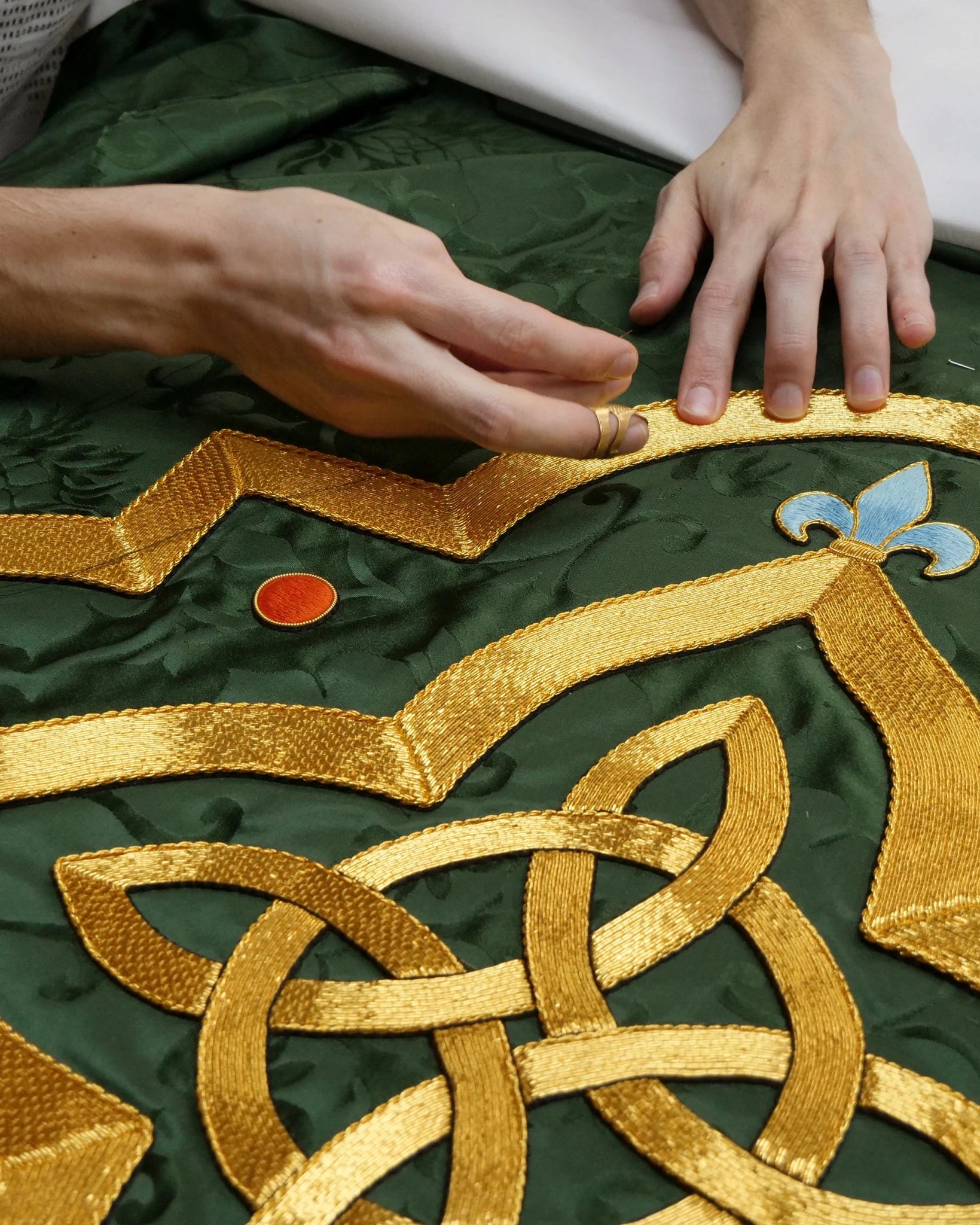 Altar Frontal and Superfrontal in Green 'Bellini' with Hand Embroidery - Watts & Co.