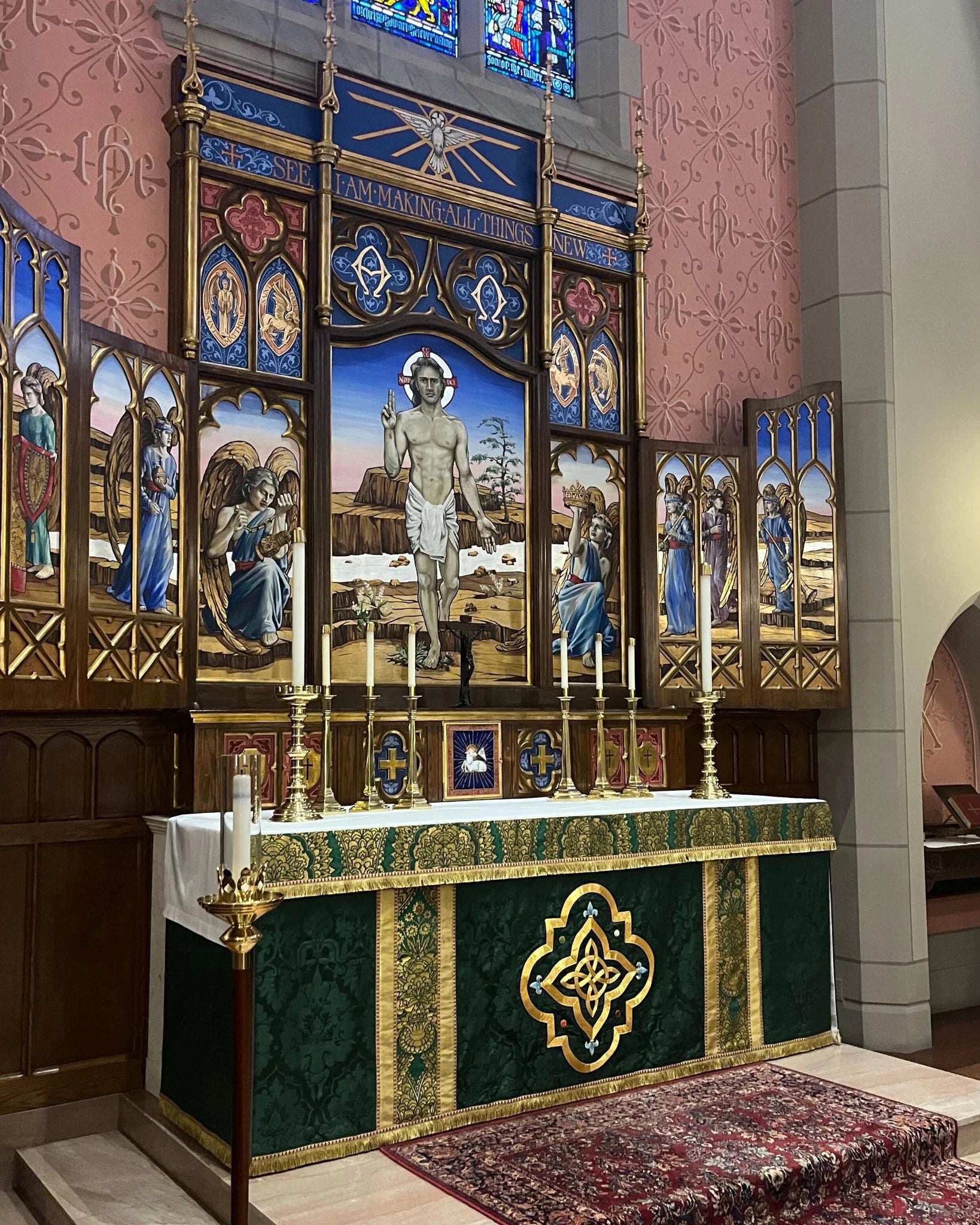 Altar Frontal and Superfrontal in Green 'Bellini' with Hand Embroidery - Watts & Co.