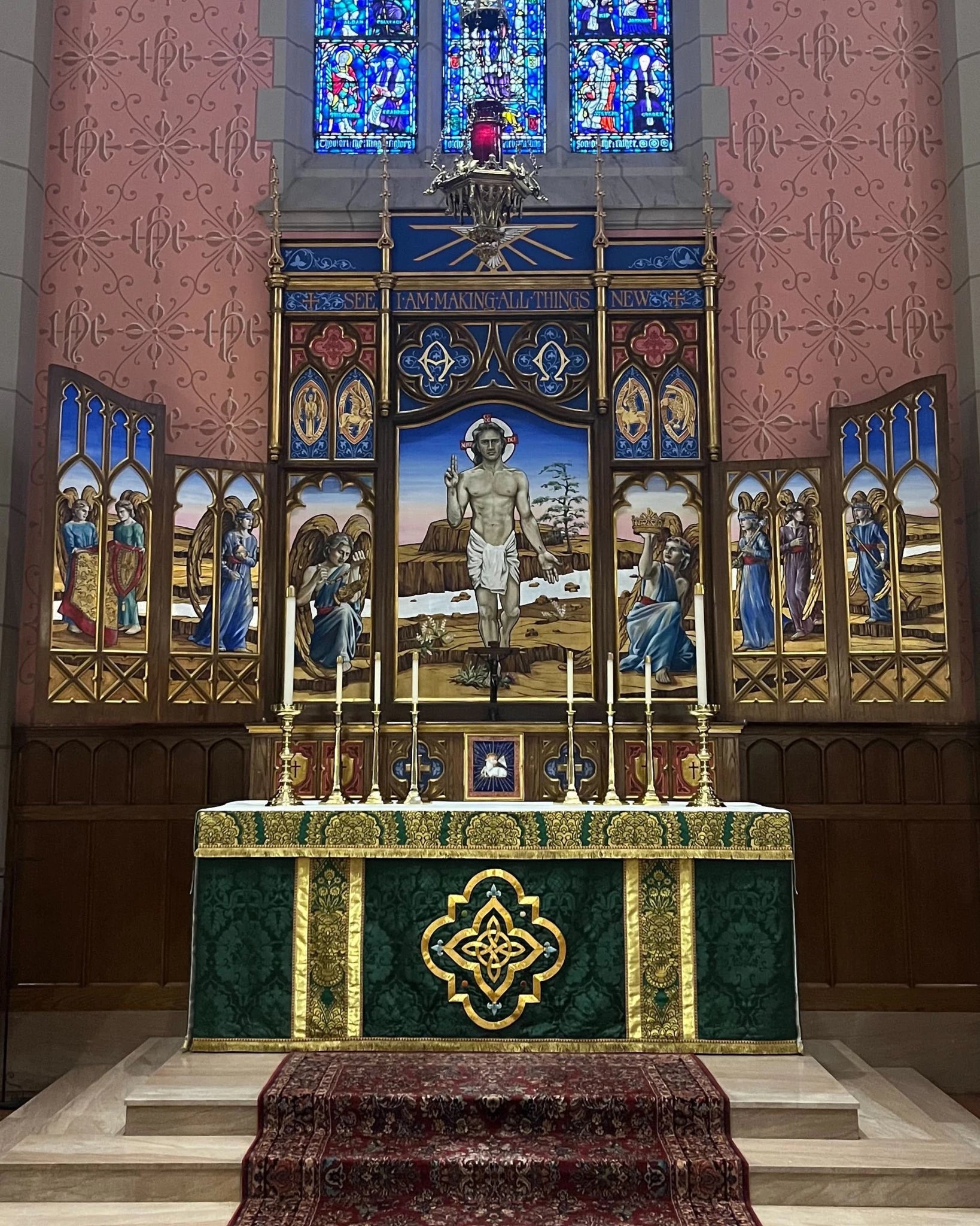 Altar Frontal and Superfrontal in Green 'Bellini' with Hand Embroidery - Watts & Co.