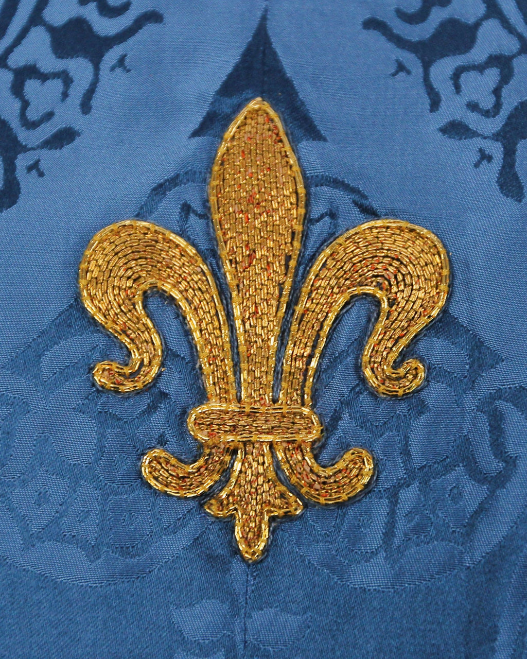 Altar Frontal in Gold 'Stag' with Embroidered Blue 'Comper Cathedral' Superfrontal and Orphreys - Watts & Co.