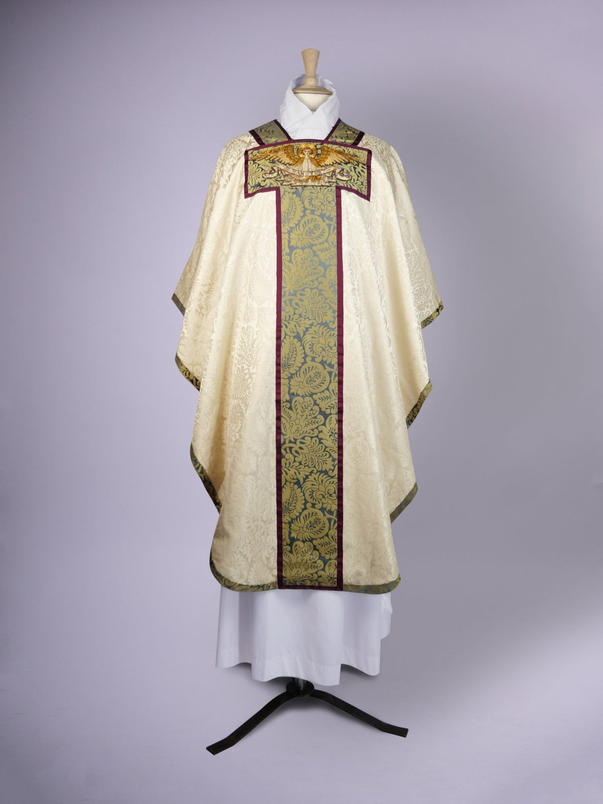 Borromean Chasuble in Cream 'Holbein' with Canterbury Blue/Gold 'Holbein' Orphreys - Watts & Co.