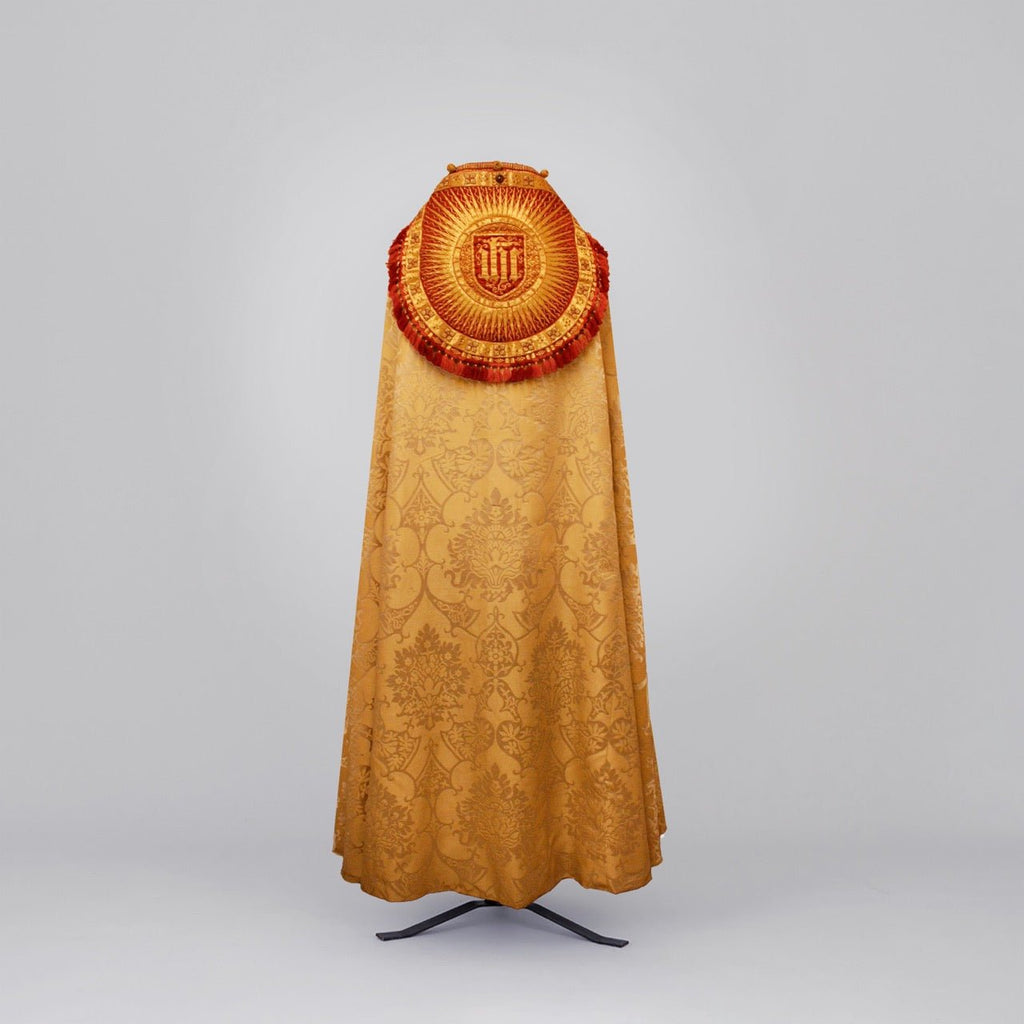 Cathedral Cope in Gold 'Gothic' with Hood & Orphrey Embroidery - Watts & Co.