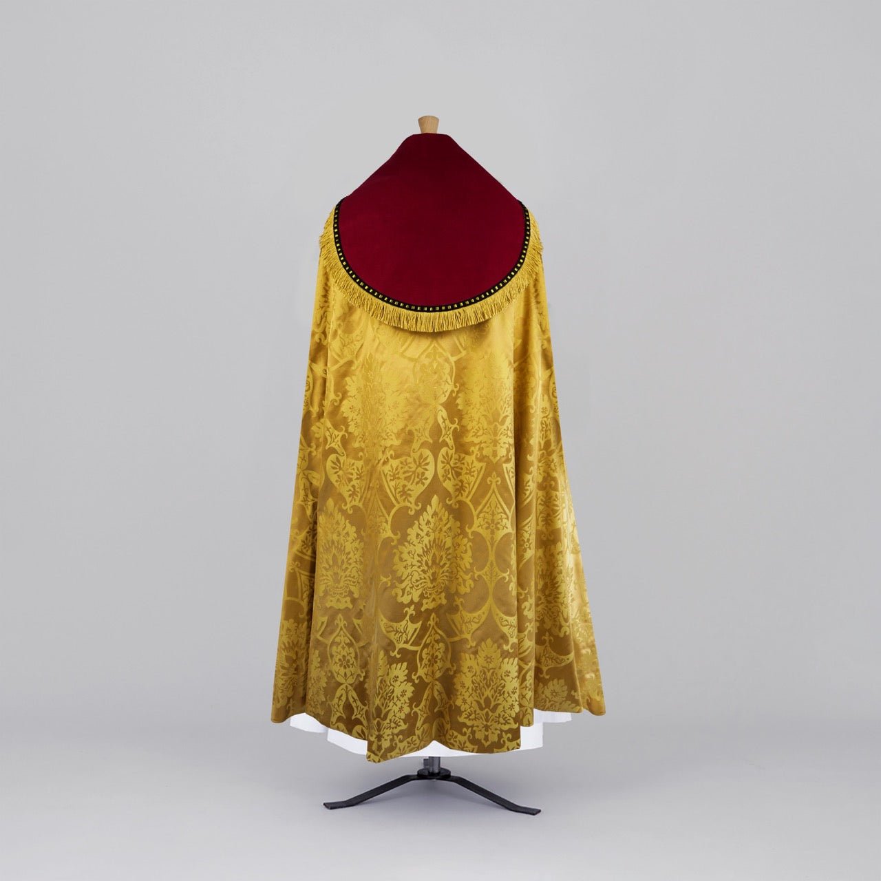 Cathedral Cope in Gold 'Gothic' with Red Velvet and Red/Gold 'Ludlow' Orphreys - Watts & Co.