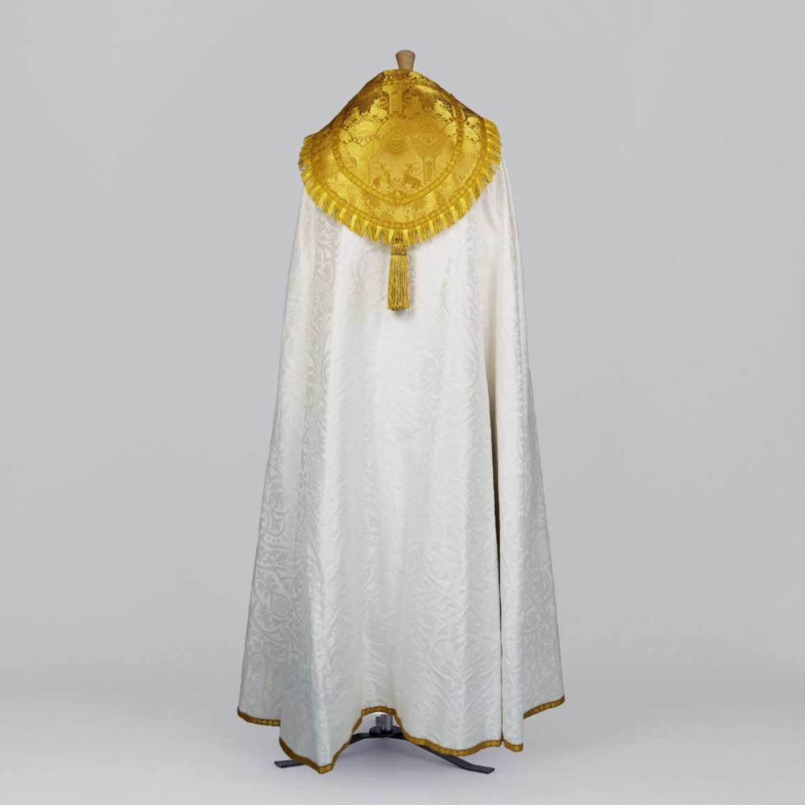 Cathedral Cope in White 'Alton' with 'Stag' Cloth of Gold Orphreys - Watts & Co.