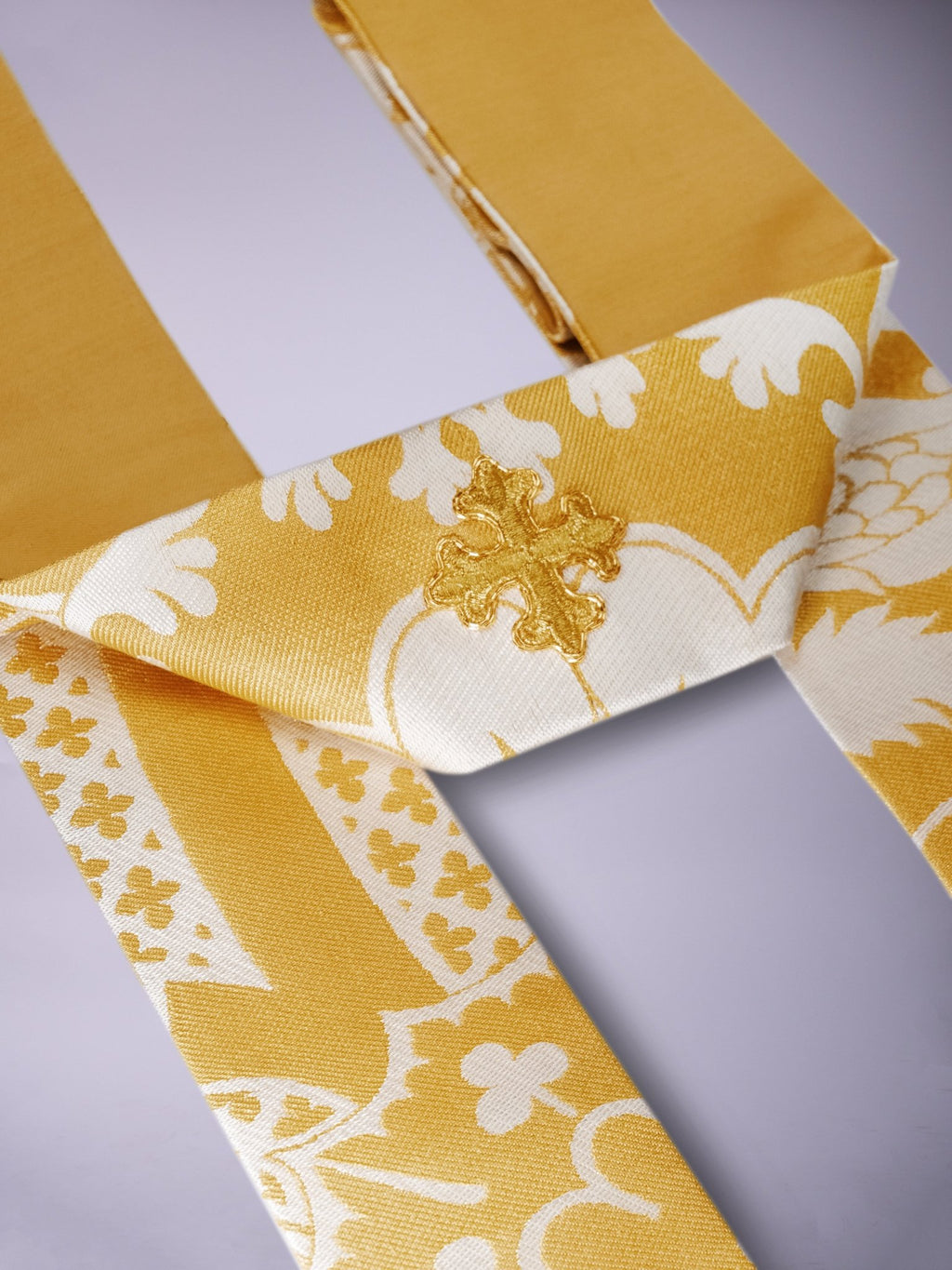 Cathedral Cope in White/Gold/Blue 'Comper Strawberry' with Outline Orphreys - Watts & Co.
