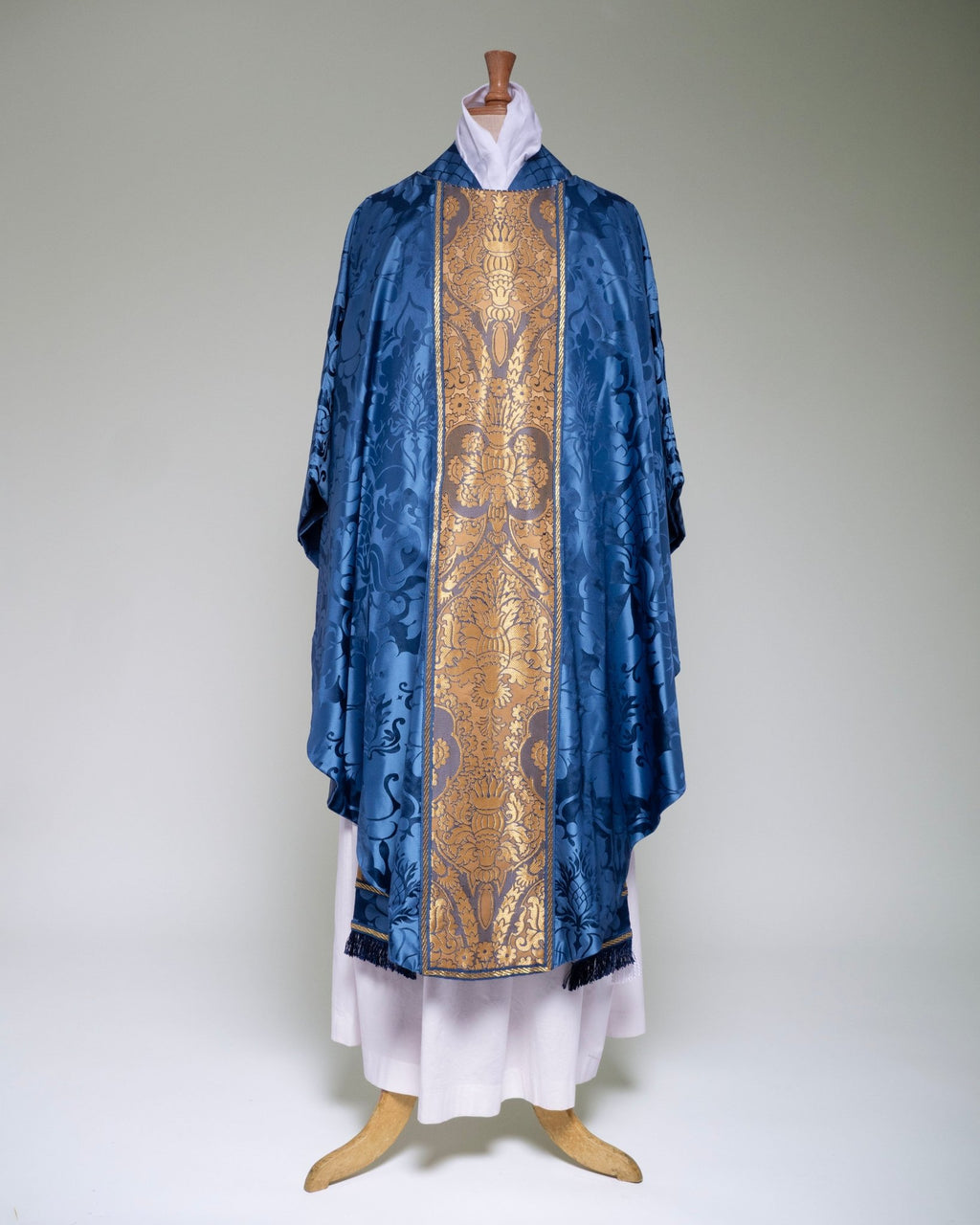 Classic Chasuble in Blue 'Bellini' with 'Crevelli' Orphreys - Watts & Co.
