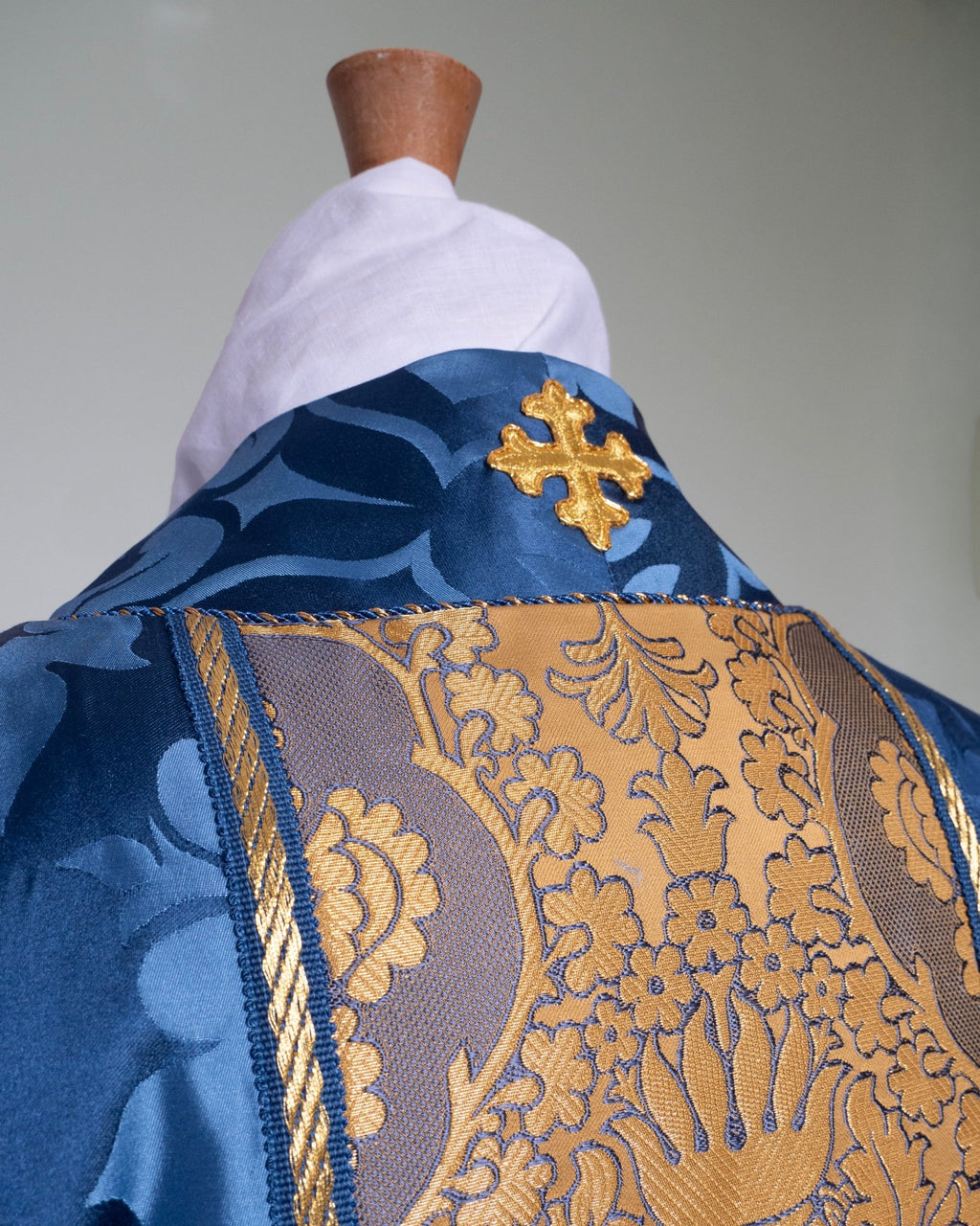 Classic Chasuble in Blue 'Bellini' with 'Crevelli' Orphreys - Watts & Co.