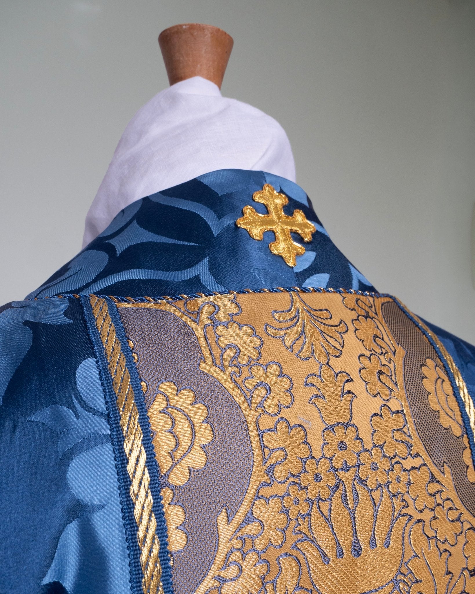 Classic Chasuble in Blue 'Bellini' with 'Crevelli' Orphreys - Watts & Co.