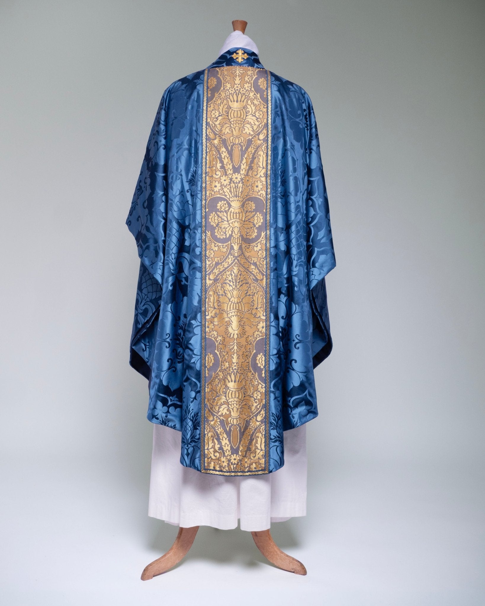 Classic Chasuble in Blue 'Bellini' with 'Crevelli' Orphreys - Watts & Co.