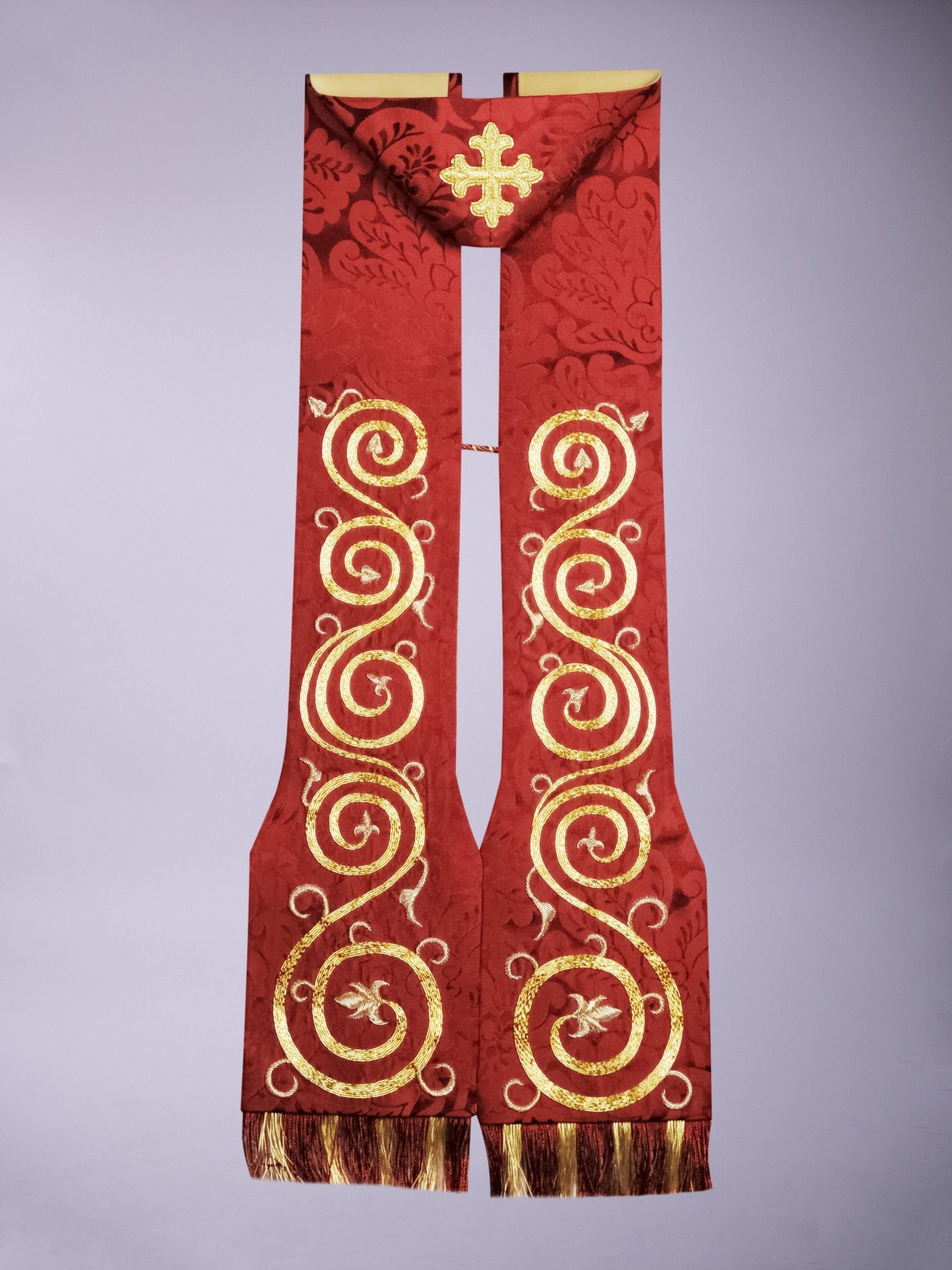 Comper Stole in Sarum Red 'Holbein' - Watts & Co.