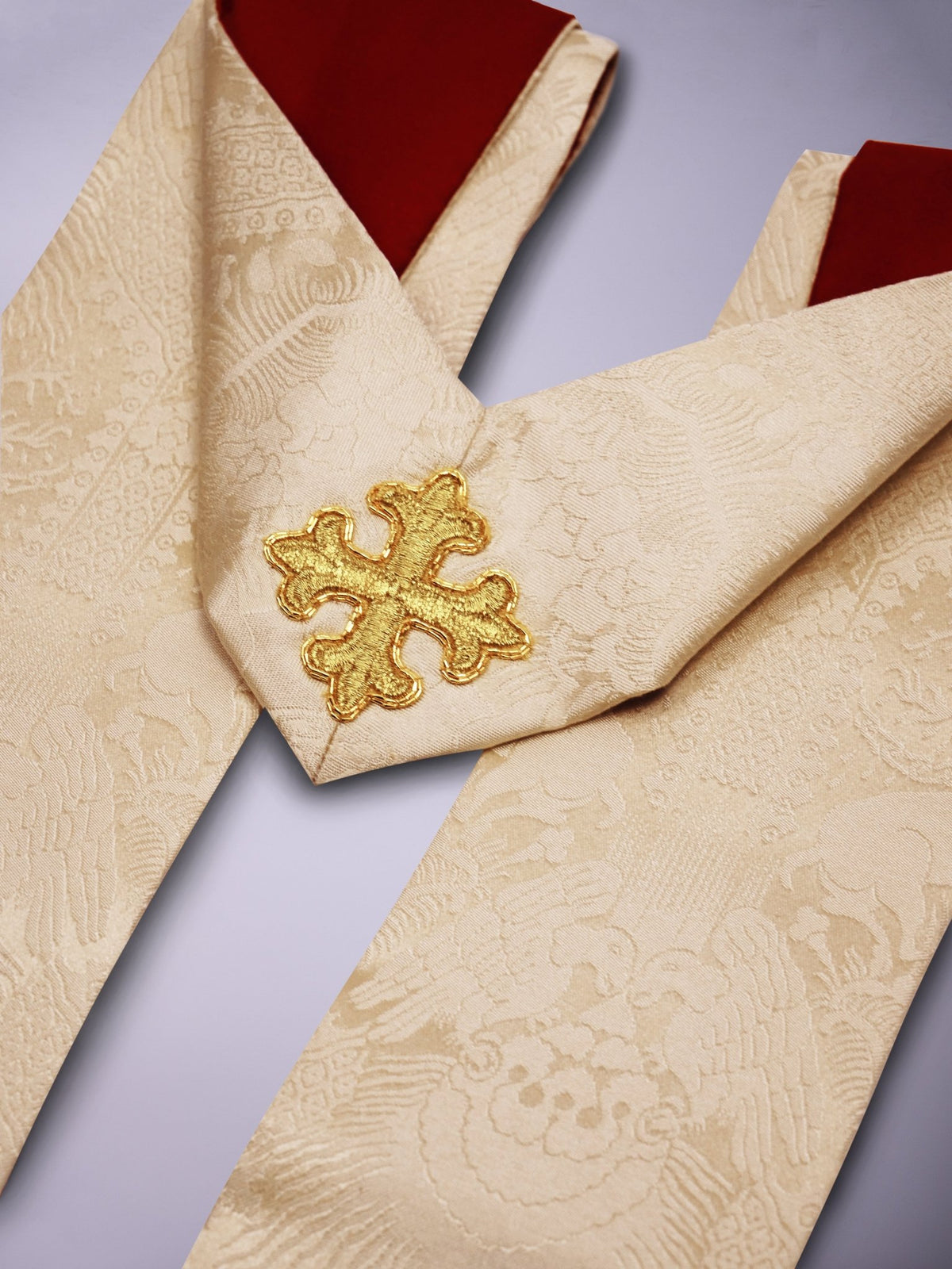 Full Gothic Chasuble in Cream 'Stag' with Gothic Trellis Orphreys - Watts & Co.