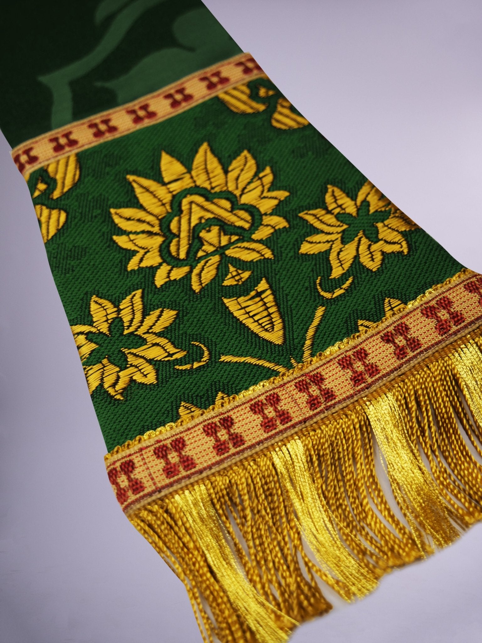 Full Gothic Chasuble in Green 'Bellini' with Green/Gold 'Memlinc' Orphreys - Watts & Co.
