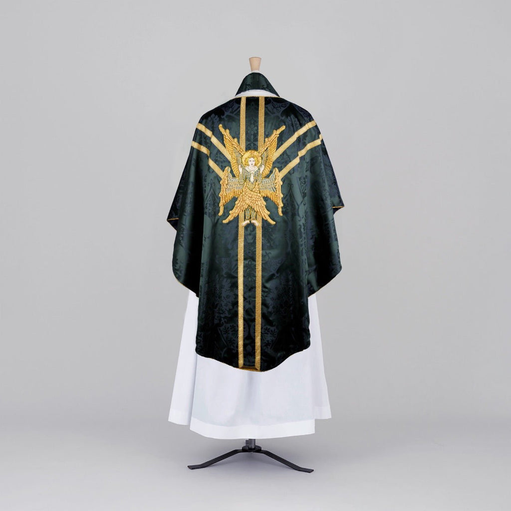 Full Gothic Chasuble in Sarum Indigo 'Gothic' with 'Chester' Braid Orphreys and Embroidery - Watts & Co.