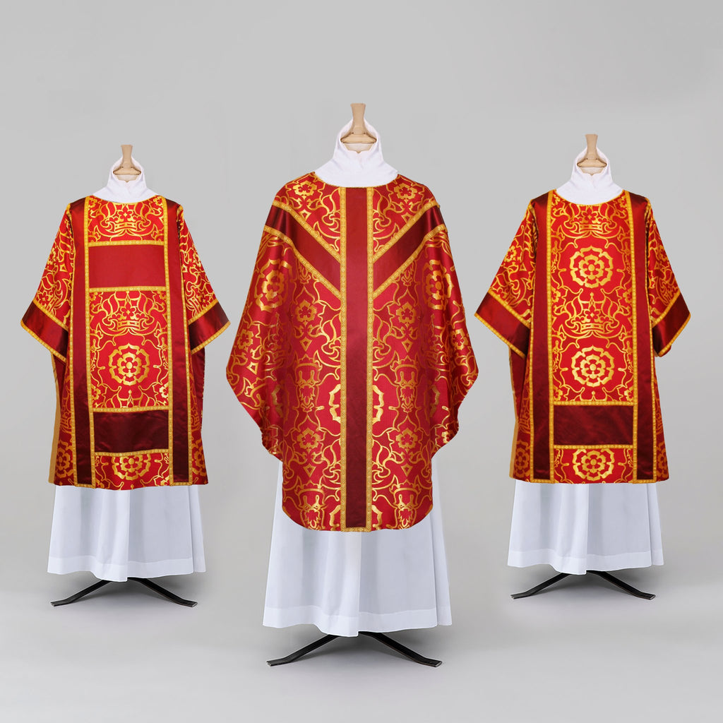 Gothic High Mass Set in Red & Gold 'Coronation' with Red Silk Orphreys - Watts & Co.