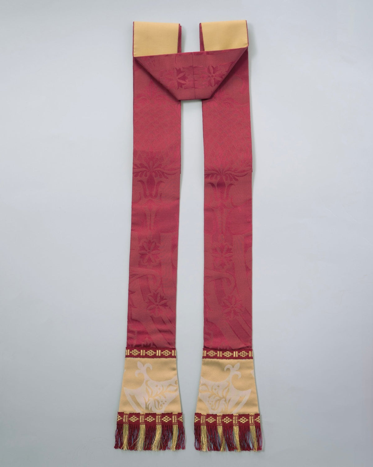 Gothic Stole in Comper Rose 'Comper Van Der Weyden' with Cream/Gold 'Gothic' Orphreys - Watts & Co.