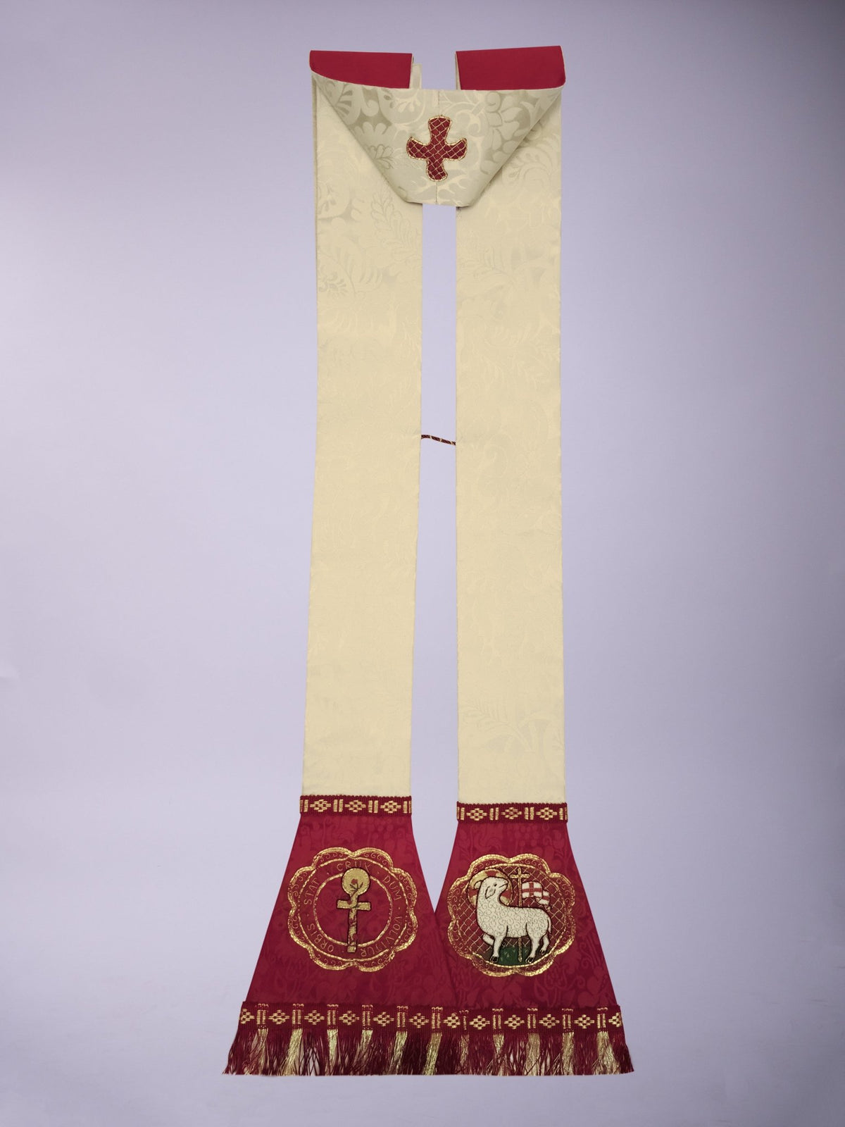 Gothic Stole in Cream 'Holbein' with 'Hilliard' Orphreys - Watts & Co.