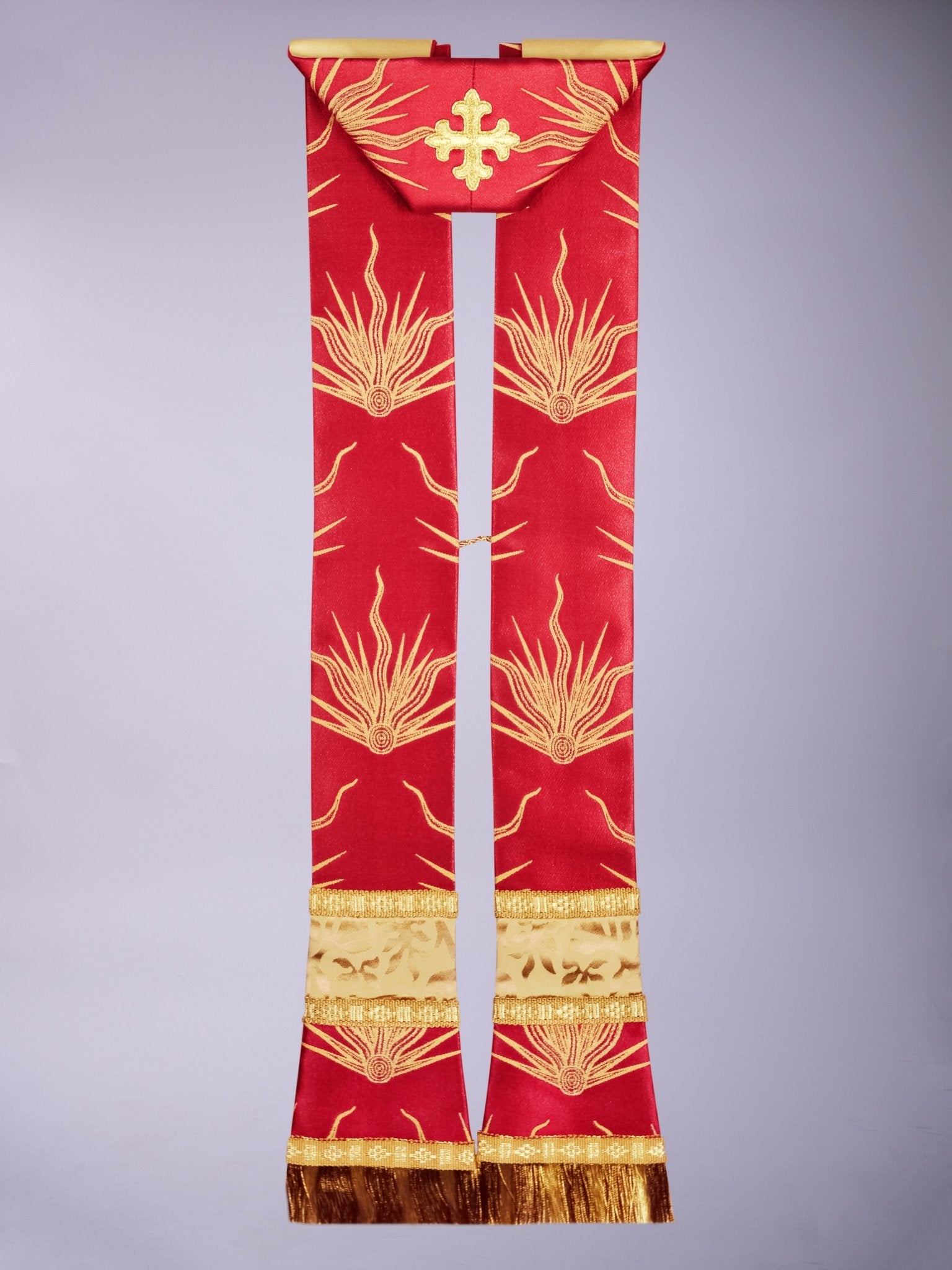 Gothic Stole in Red 'Pentecost' with Gold 'Gothic' Orphreys - Watts & Co.