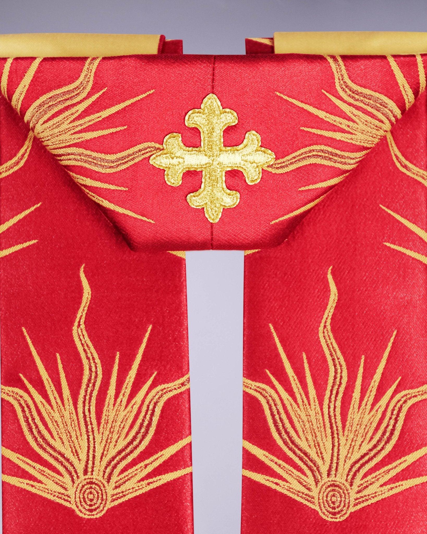 Gothic Stole in Red 'Pentecost' with Gold 'Gothic' Orphreys - Watts & Co.