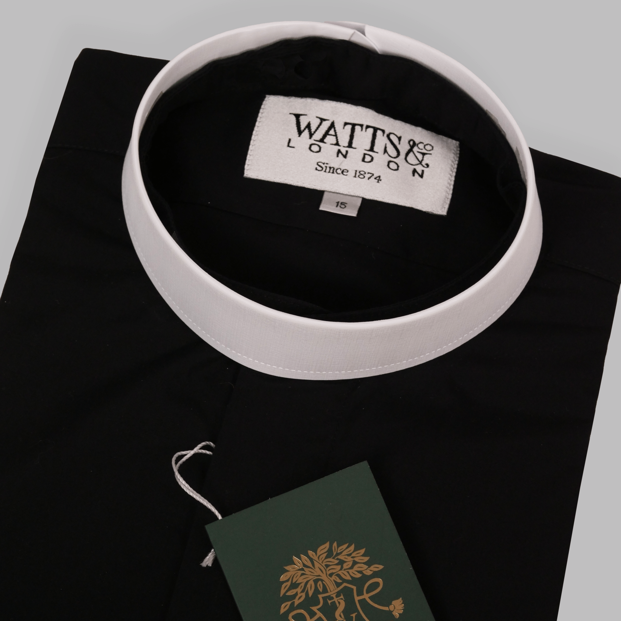 Men's Tunic Collar Short Sleeve Clergy Shirt - Black - Watts & Co.