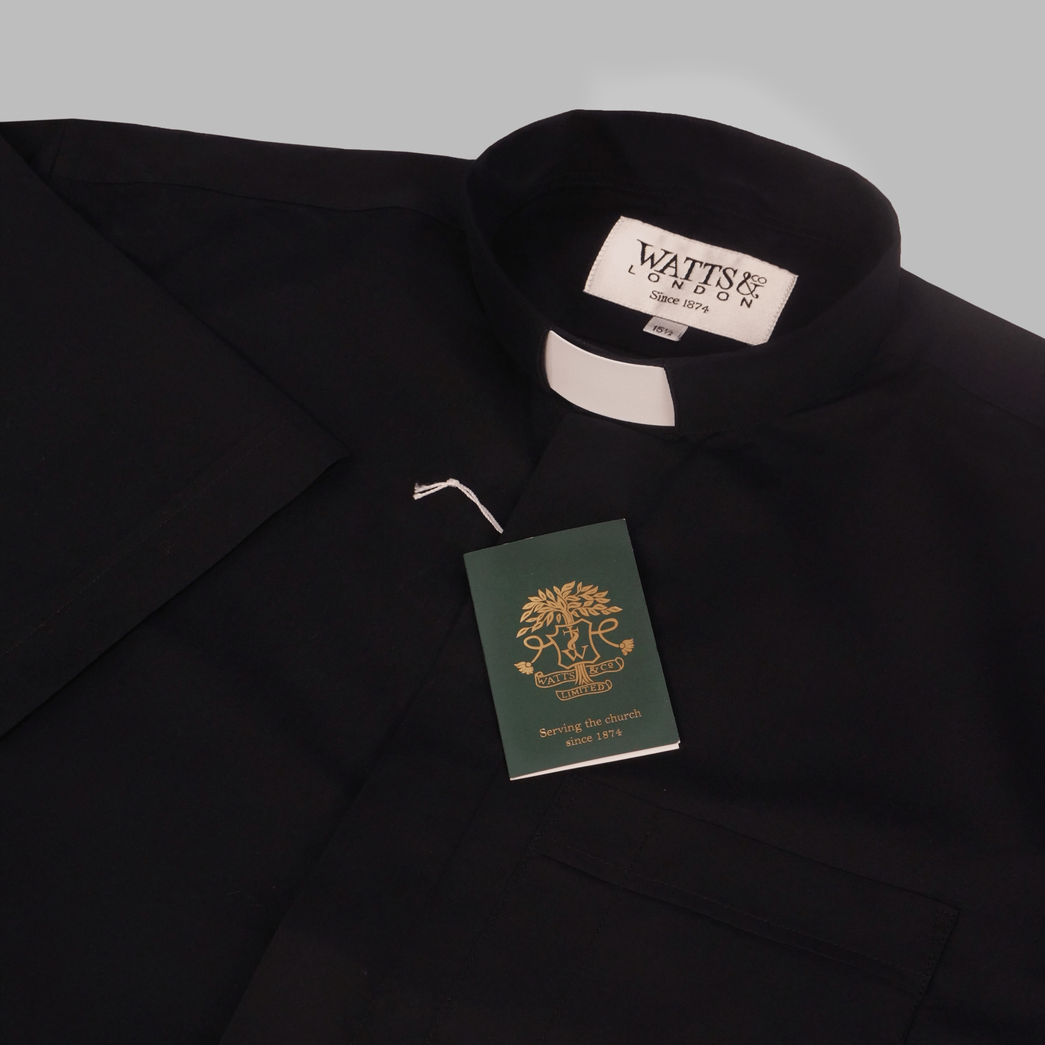 Men's Tunnel Collar Short Sleeve Clergy Shirt - Black - Watts & Co.