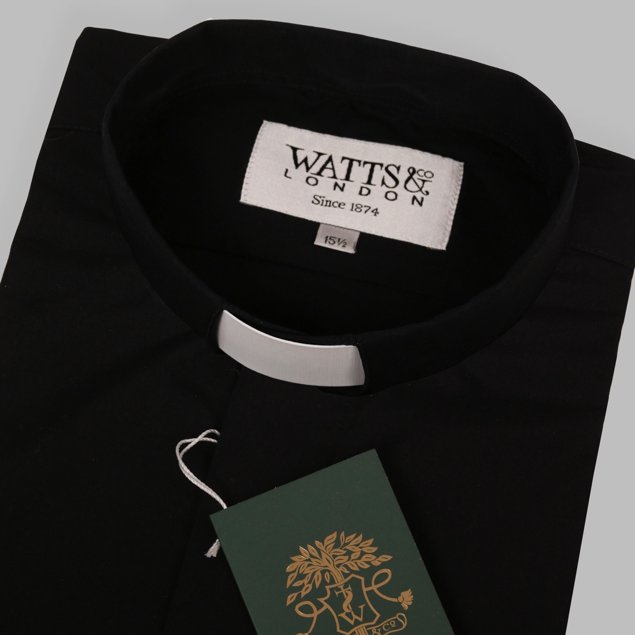 Men's Tunnel Collar Short Sleeve Clergy Shirt - Black - Watts & Co.