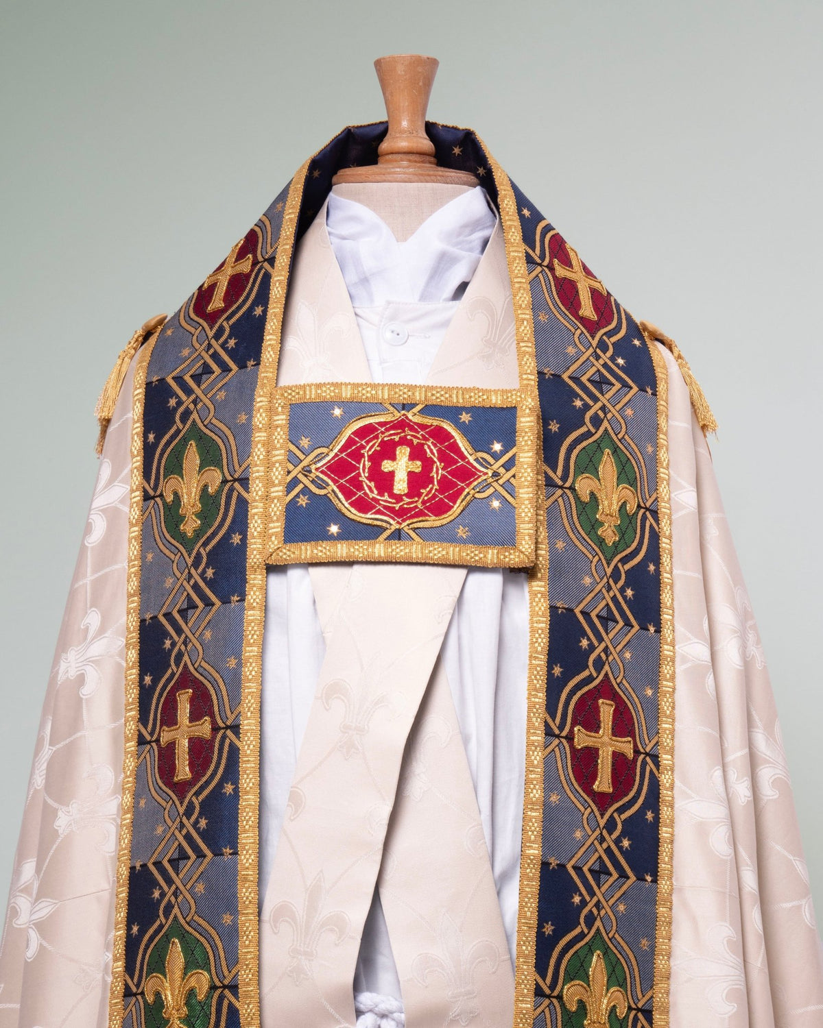 Minster Cope in Cream 'Sainte-Chapelle' with Hand-embroidered Hood - Watts & Co.