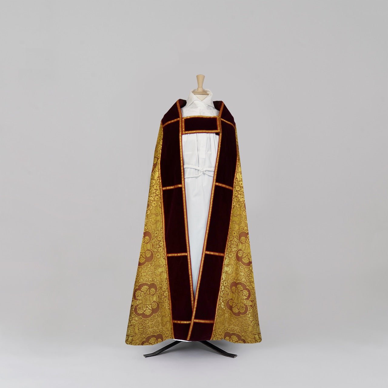 Minster Cope in Garnet 'Crevelli' with Velvet Orphreys - Watts & Co.