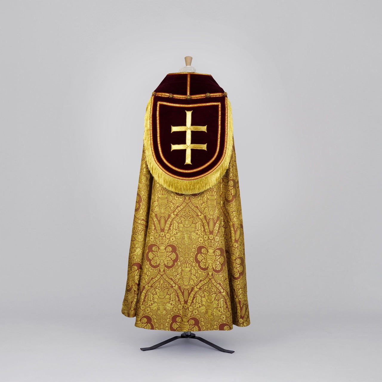 Minster Cope in Garnet 'Crevelli' with Velvet Orphreys - Watts & Co.