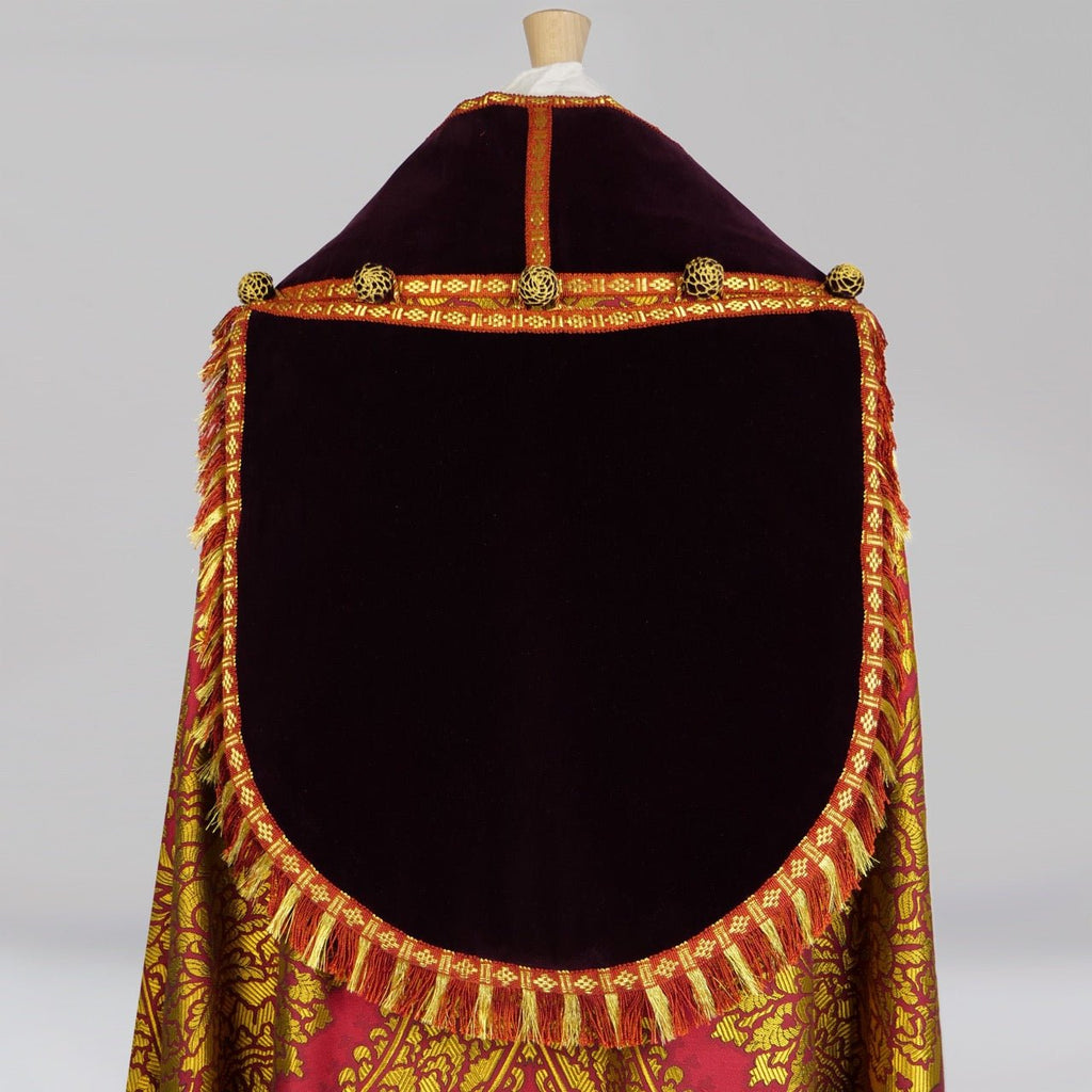 Minster Cope in Red/Gold 'Memlinc' with Red Velvet Orphreys - Watts & Co.