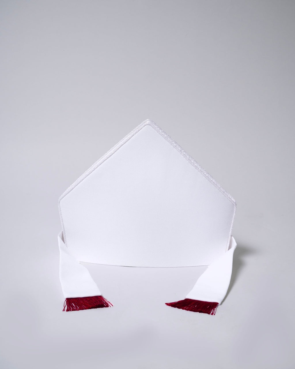 Plain White Mitre with Rayon Fringe - Watts & Co.