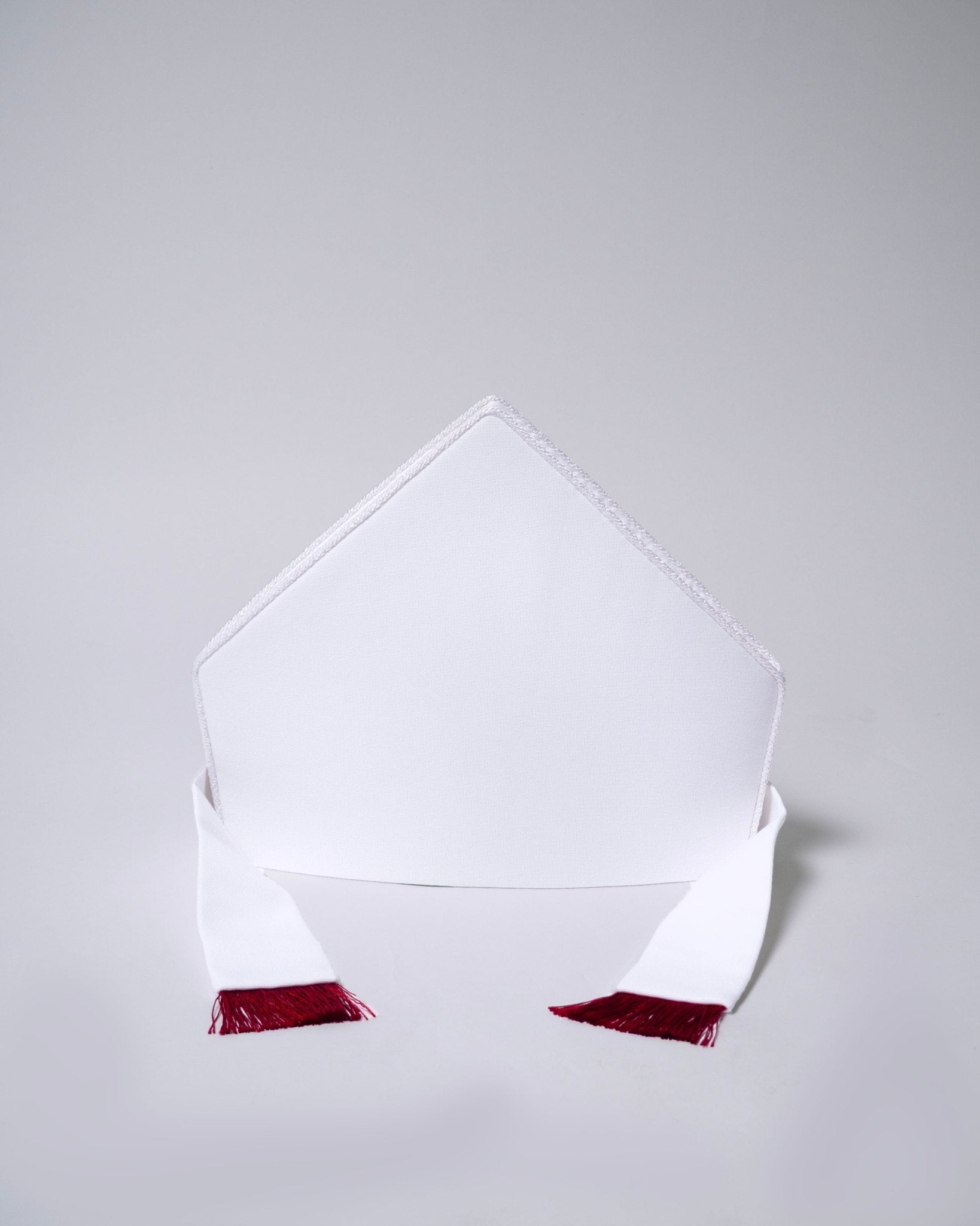Plain White Mitre with Rayon Fringe - Watts & Co.