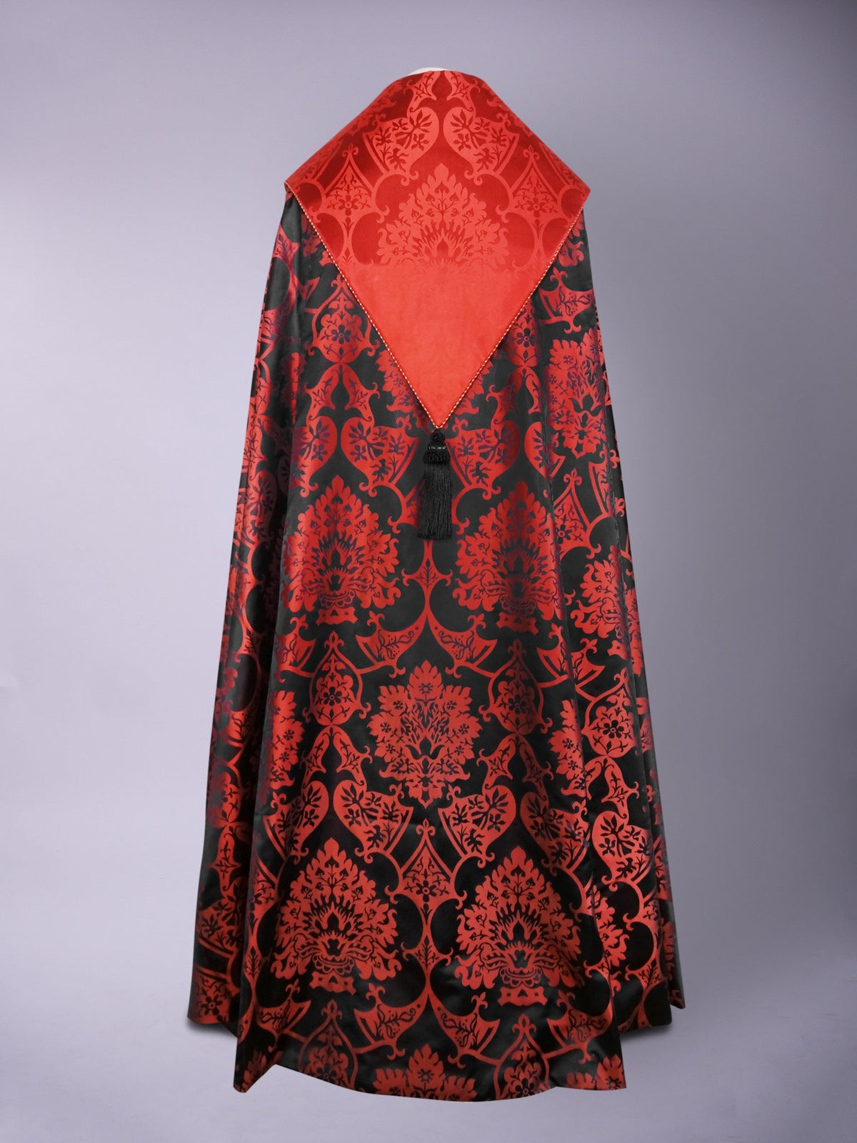 Portsmouth Cope in Black/Red 'Gothic' with Red 'Gothic' Orphreys - Watts & Co.