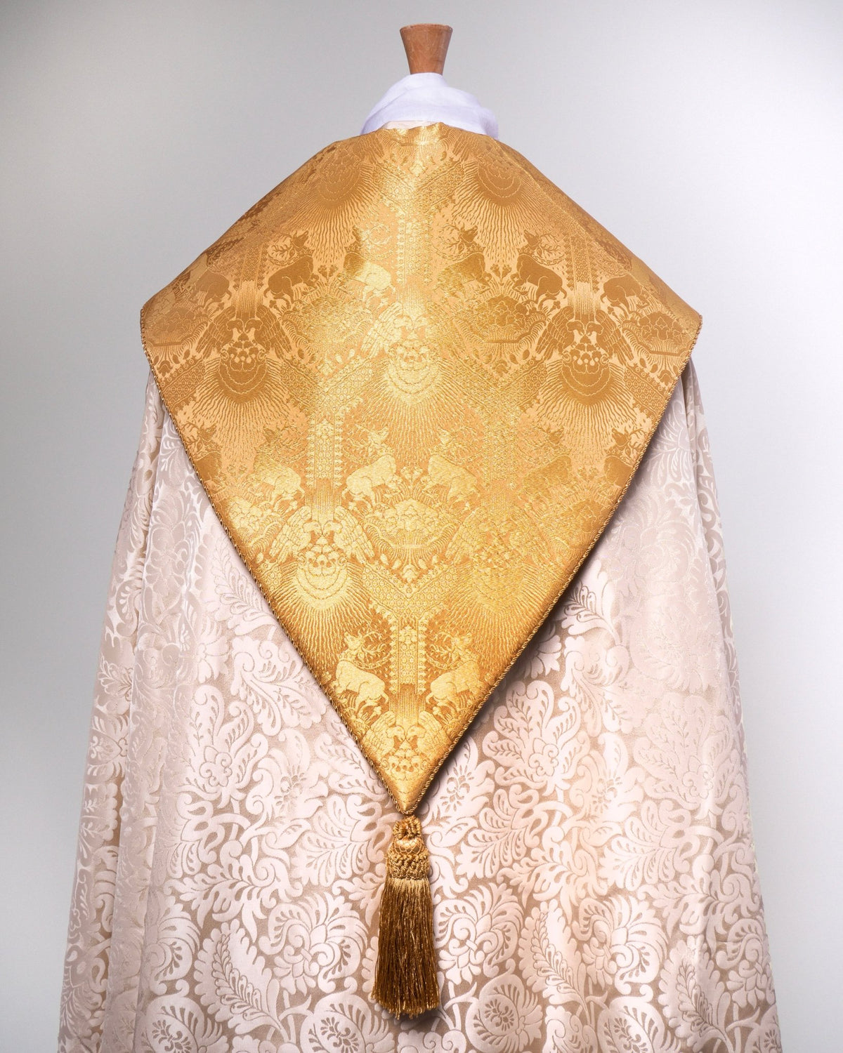 Portsmouth Style Cope in Cream 'Holbein' with 'Stag' Orphreys - Watts & Co.