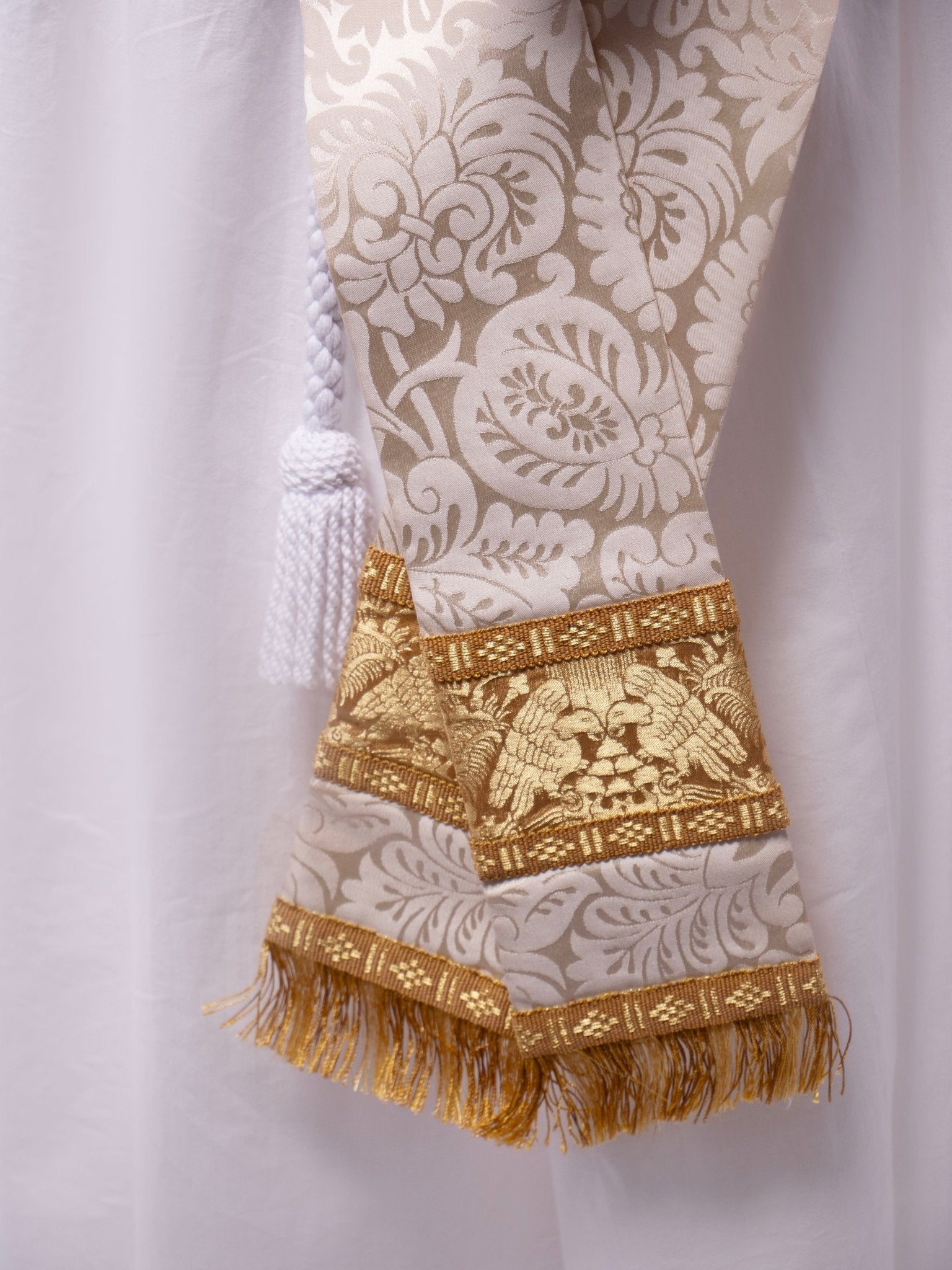 Portsmouth Style Cope in Cream 'Holbein' with 'Stag' Orphreys - Watts & Co.
