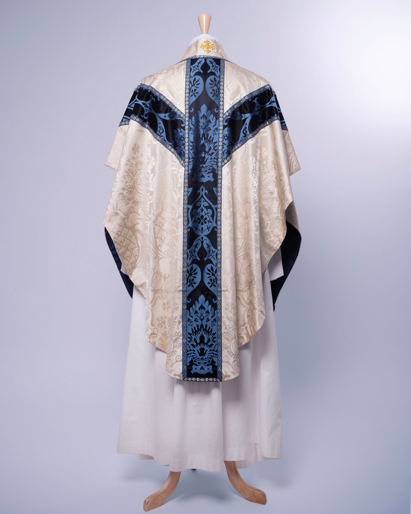 Pugin Chasuble in Cream 'Comper Cathedral' with 'Gothic' Orphreys - Watts & Co.