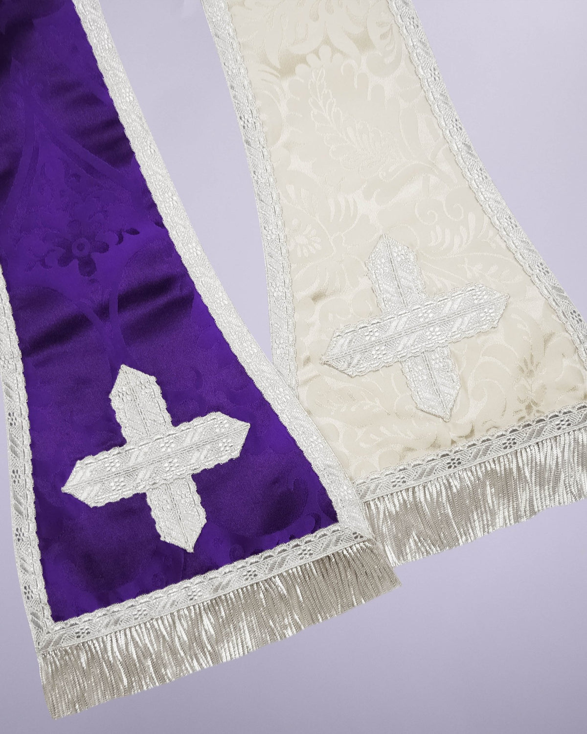 Reversible Spanish Stole in Royal Purple 'Gothic' and Cream 'Holbein' - Watts & Co.