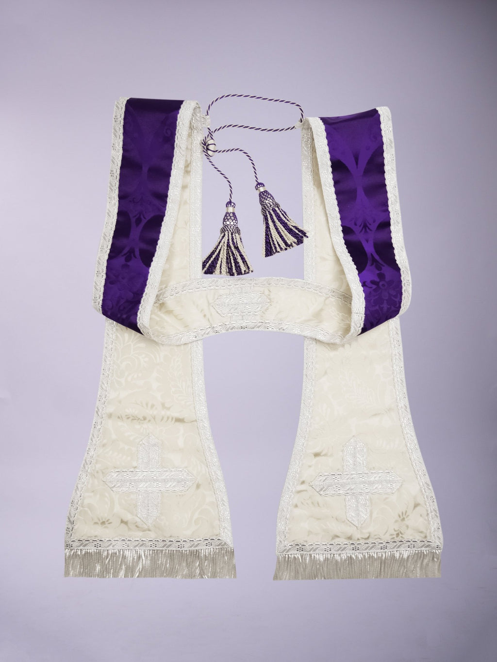 Reversible Spanish Stole in Royal Purple 'Gothic' and Cream 'Holbein' - Watts & Co.