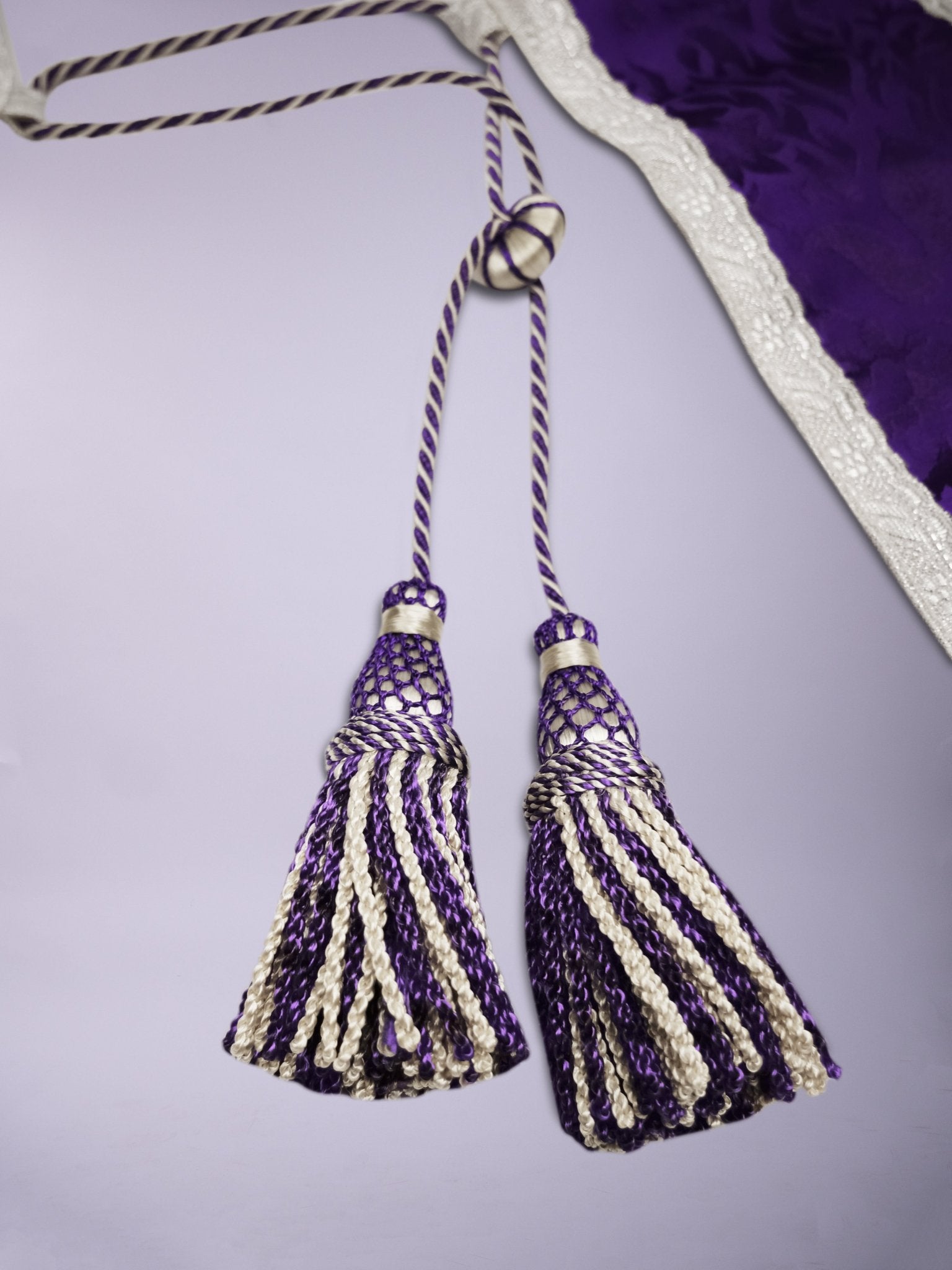 Reversible Spanish Stole in Royal Purple 'Gothic' and Cream 'Holbein' - Watts & Co.