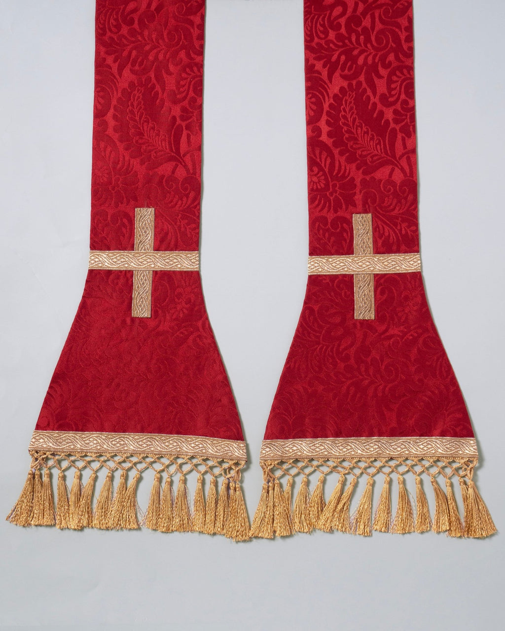 Roman Stole in Sarum Red 'Holbein' with Gold Fringe - Watts & Co.