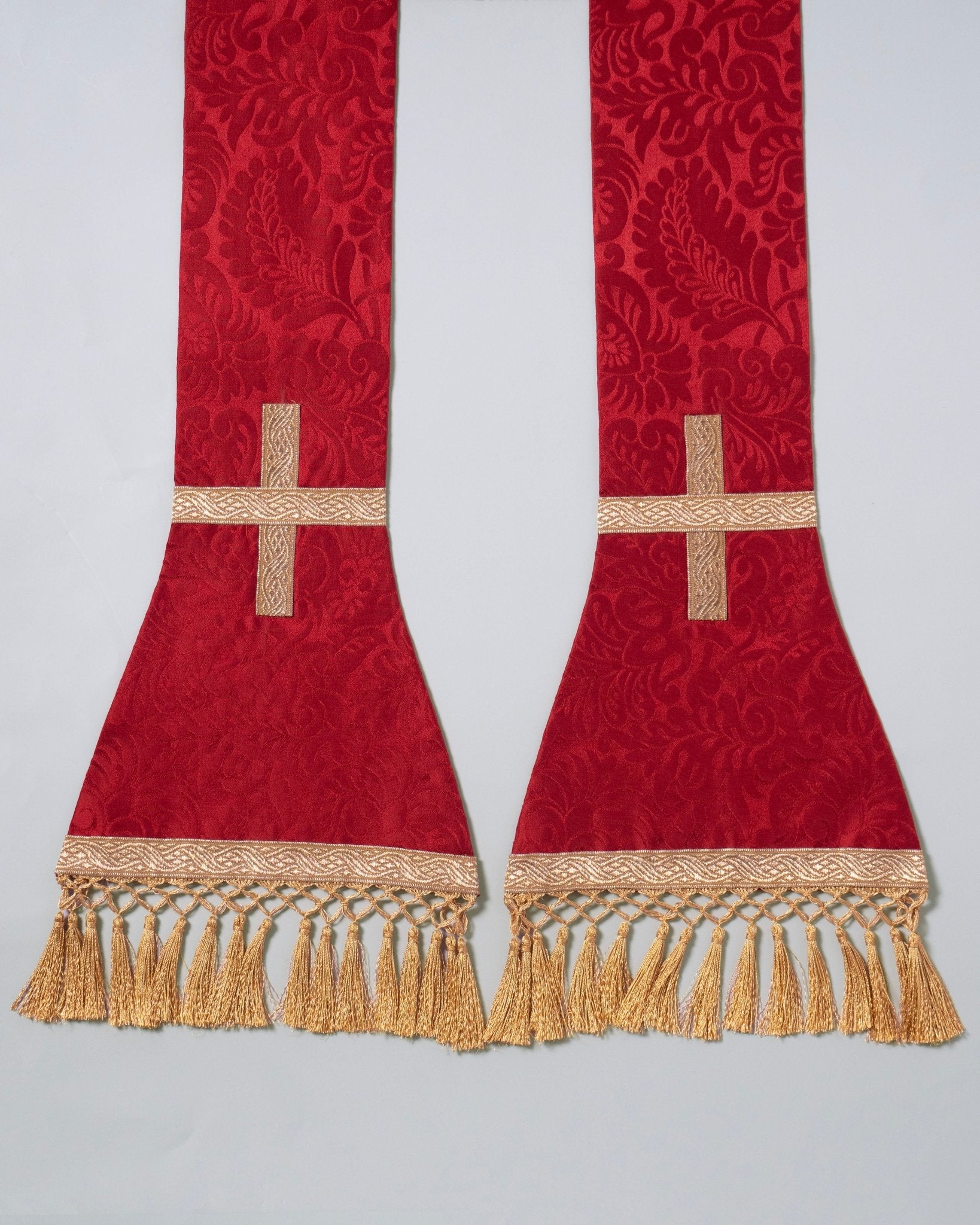 Roman Stole in Sarum Red 'Holbein' with Gold Fringe - Watts & Co.