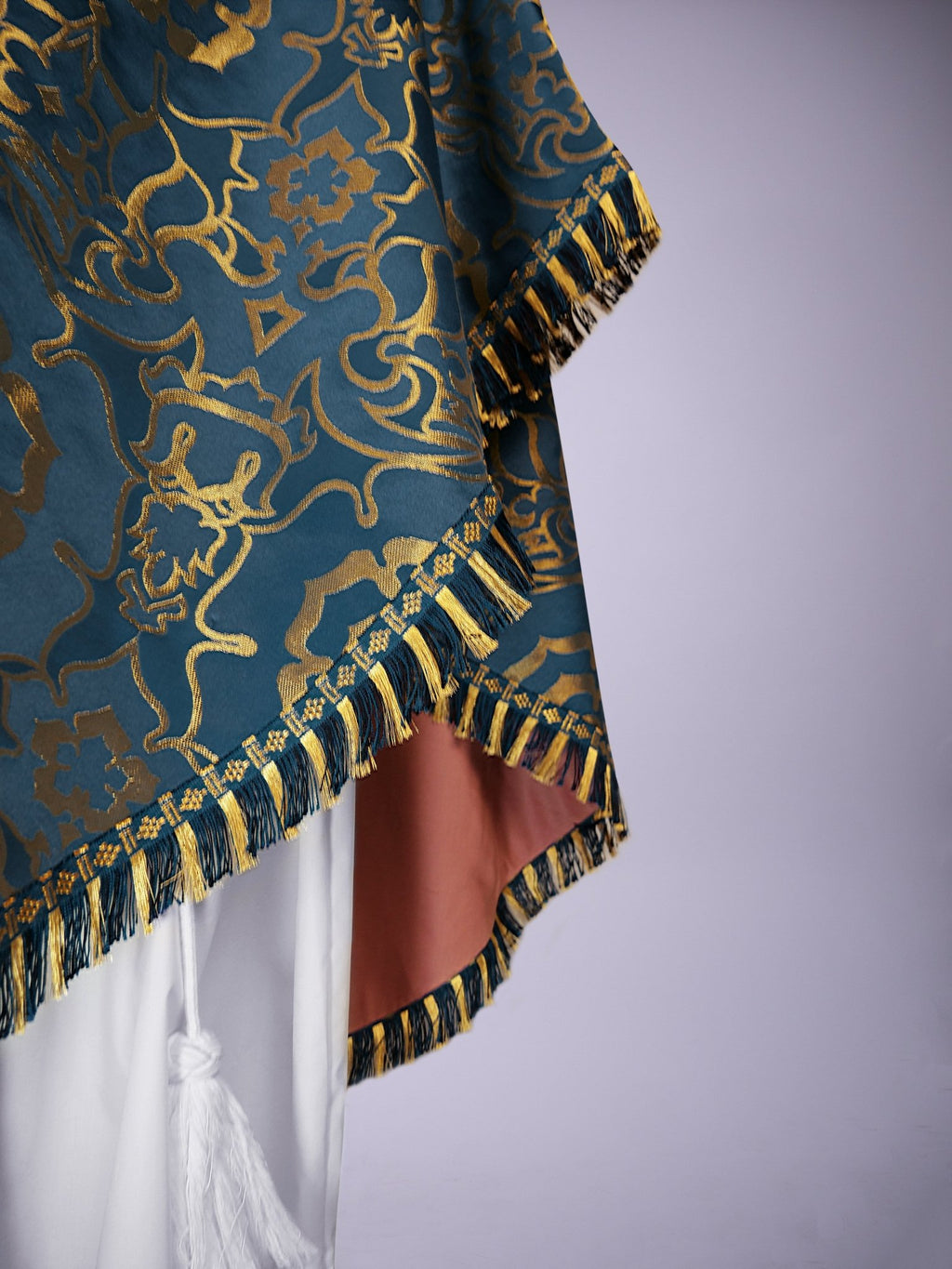 Semi-Gothic Chasuble in Blue/Gold 'Coronation' with Velvet Orphreys - Watts & Co.