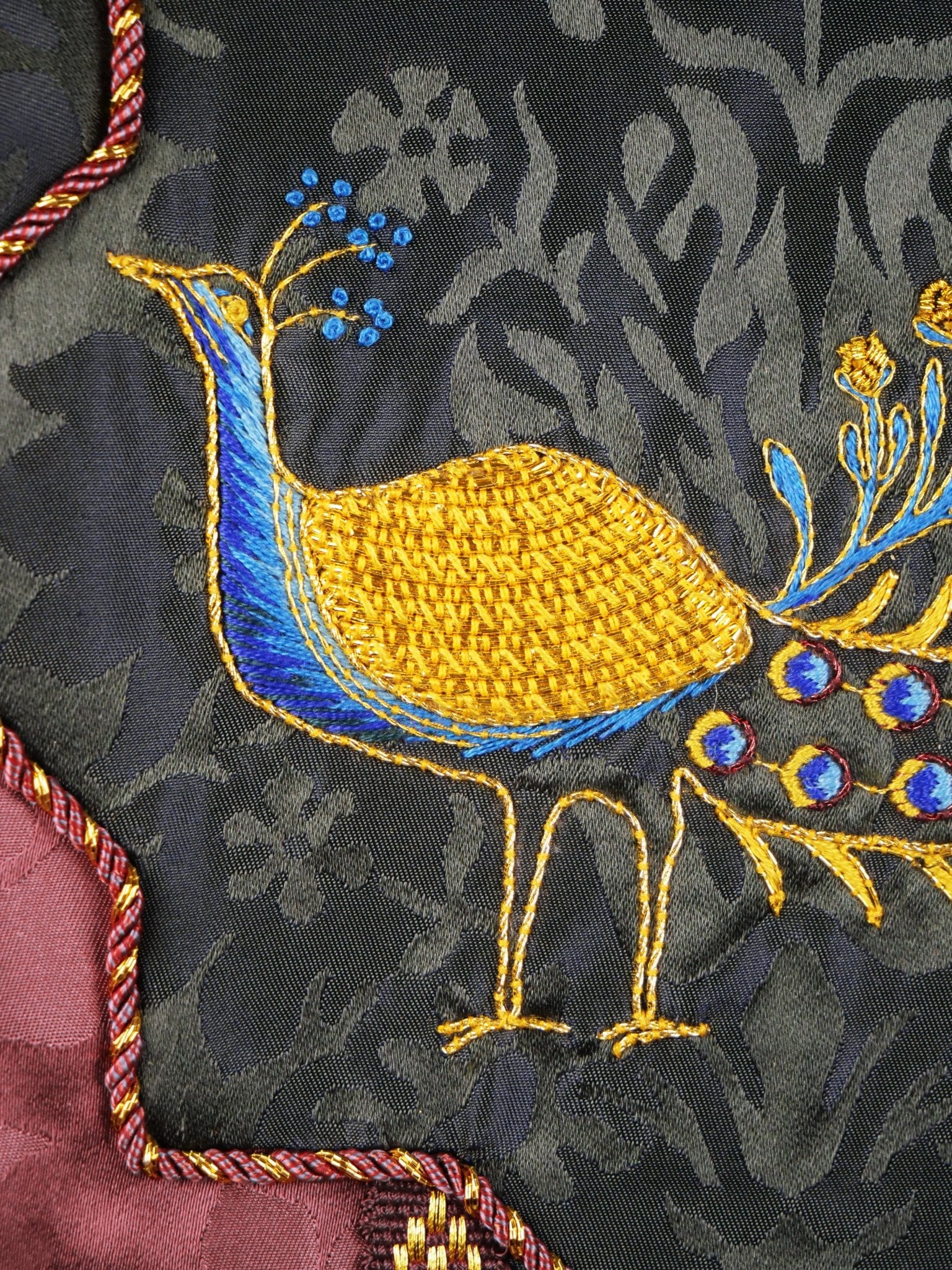 Semi-Gothic Chasuble in Comper Purple 'Bellini' with Sarum Indigo 'Gothic' Orphreys and Peacock Embroidery - Watts & Co.