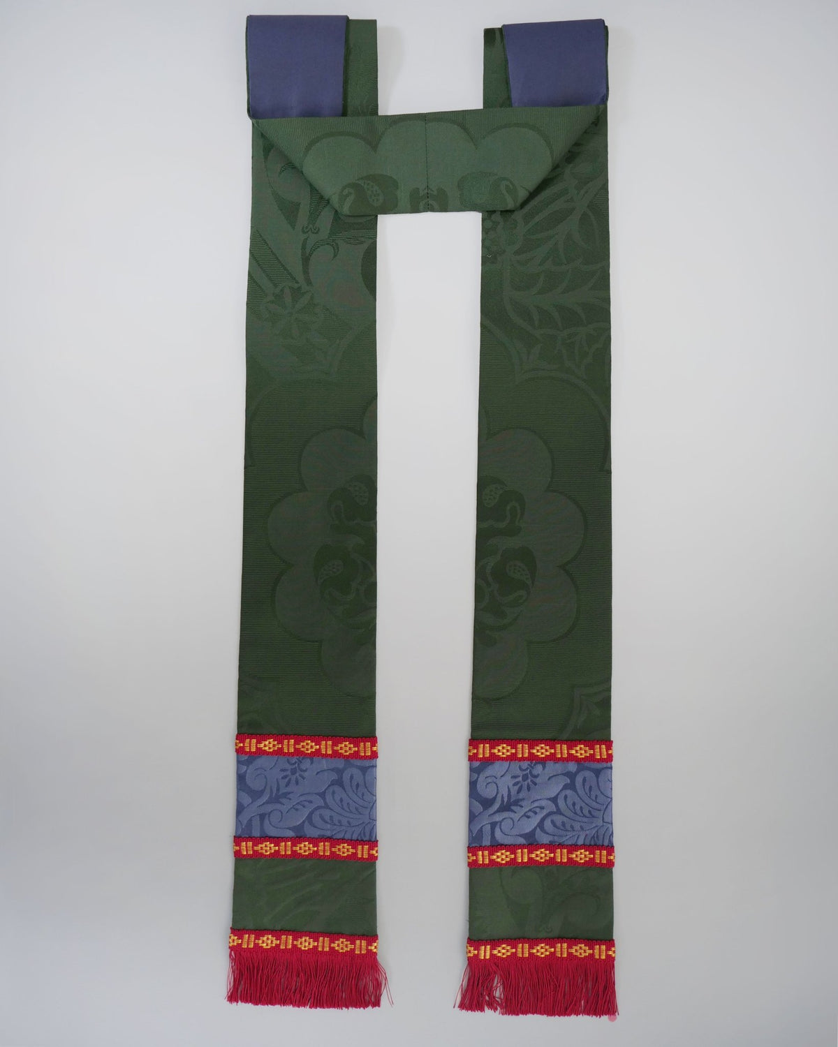 Semi-Gothic Chasuble in Green 'Comper Van Der Weyden' with Blue 'Holbein' Orphreys - Watts & Co.