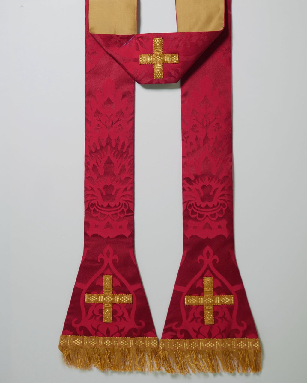 Spanish Chasuble in New Red 'Gothic' with 'Holbein' Orphreys - Watts & Co.