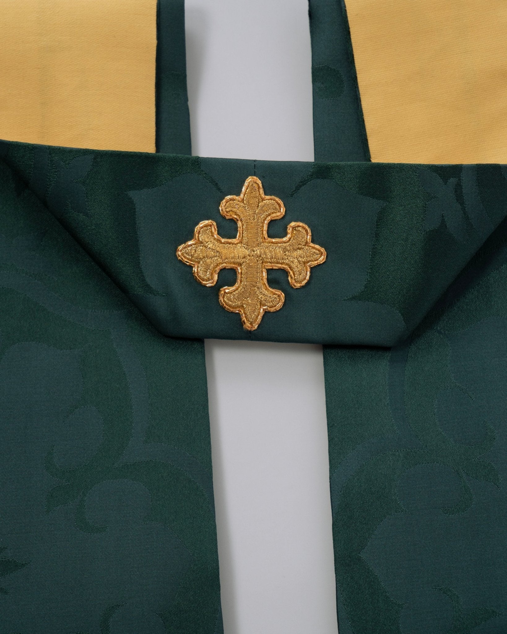Stole in Green 'Bellini' with Appliqué Crosses - Watts & Co.