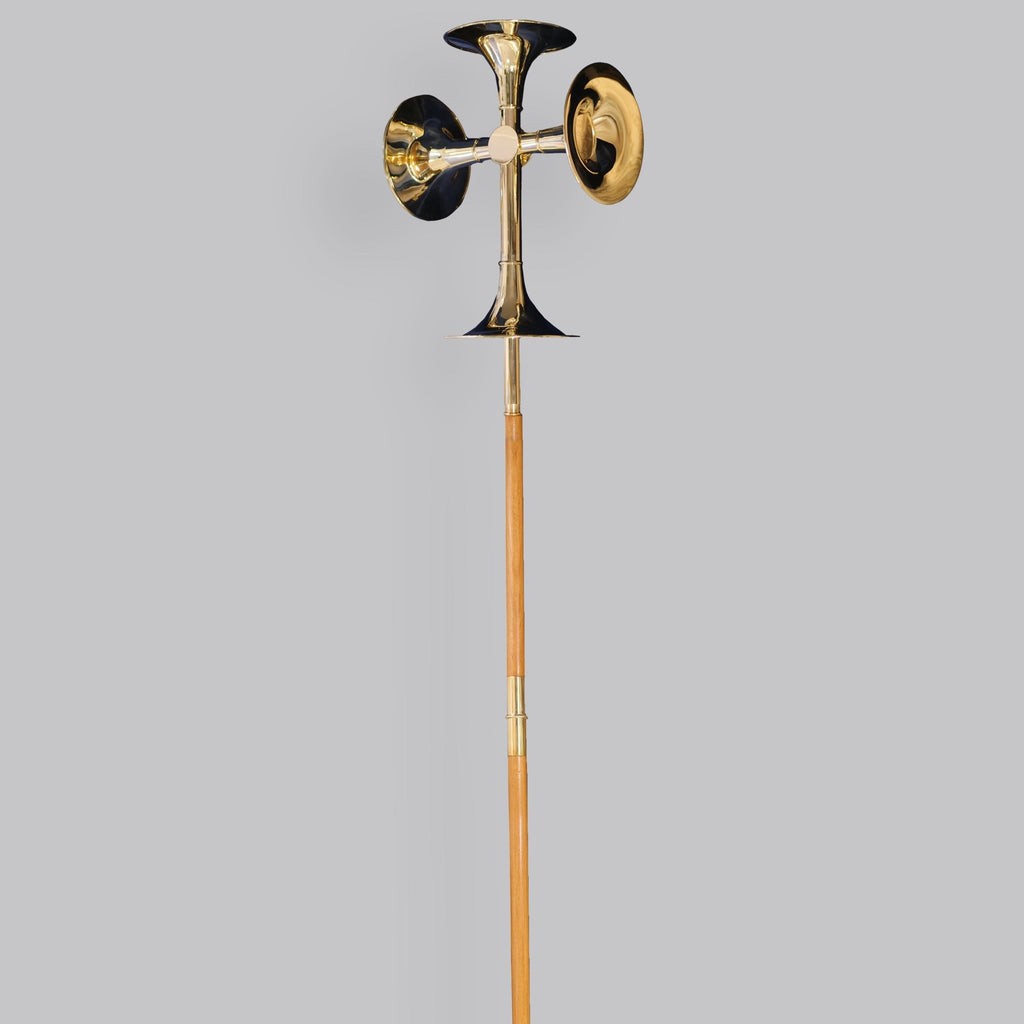 Trumpet style Processional Cross (Gold, Silver, and Brass) - Watts & Co.