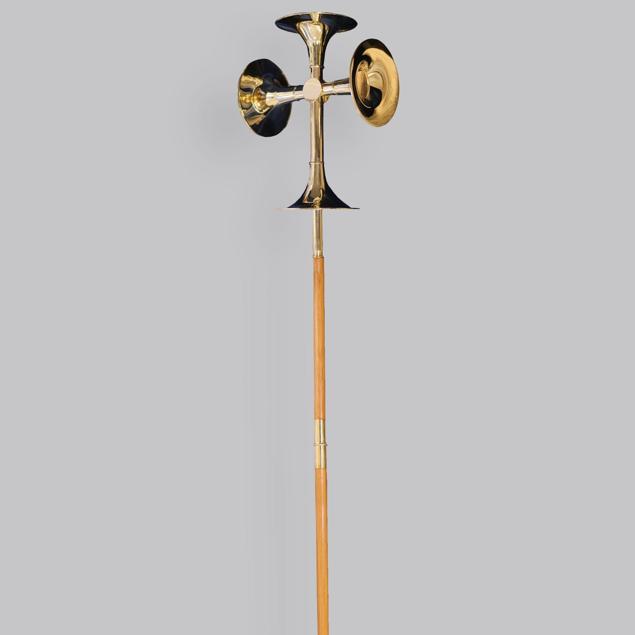 Trumpet style Processional Cross (Gold, Silver, and Brass) - Watts & Co.