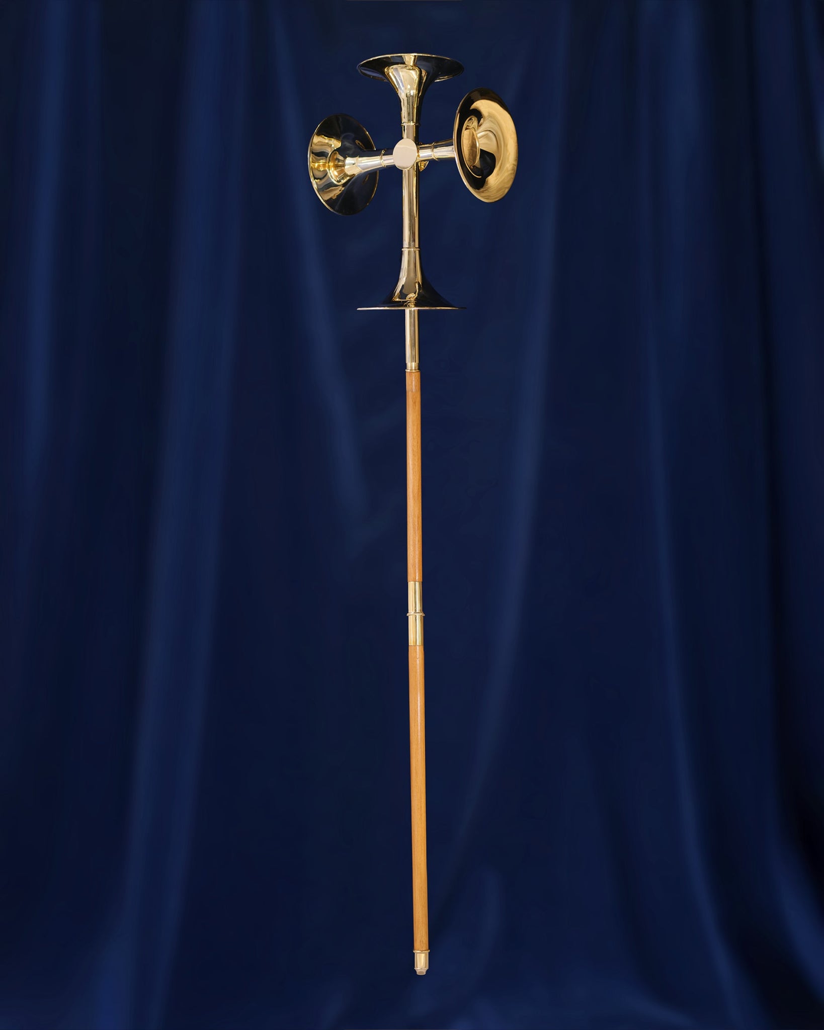 Trumpet style Processional Cross in Gold Plate, Silver Plate or Polished Brass - Watts & Co.